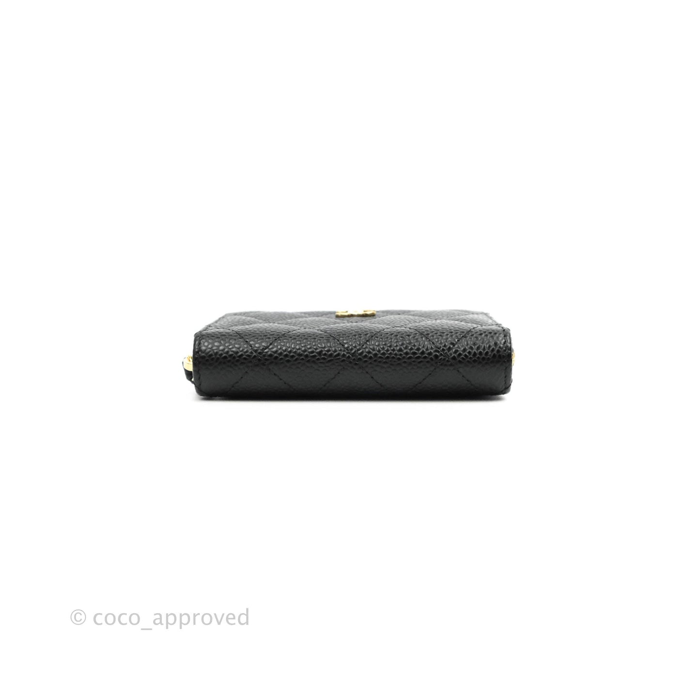 Chanel Classic Zipped Coin Purse Black Caviar Gold Hardware