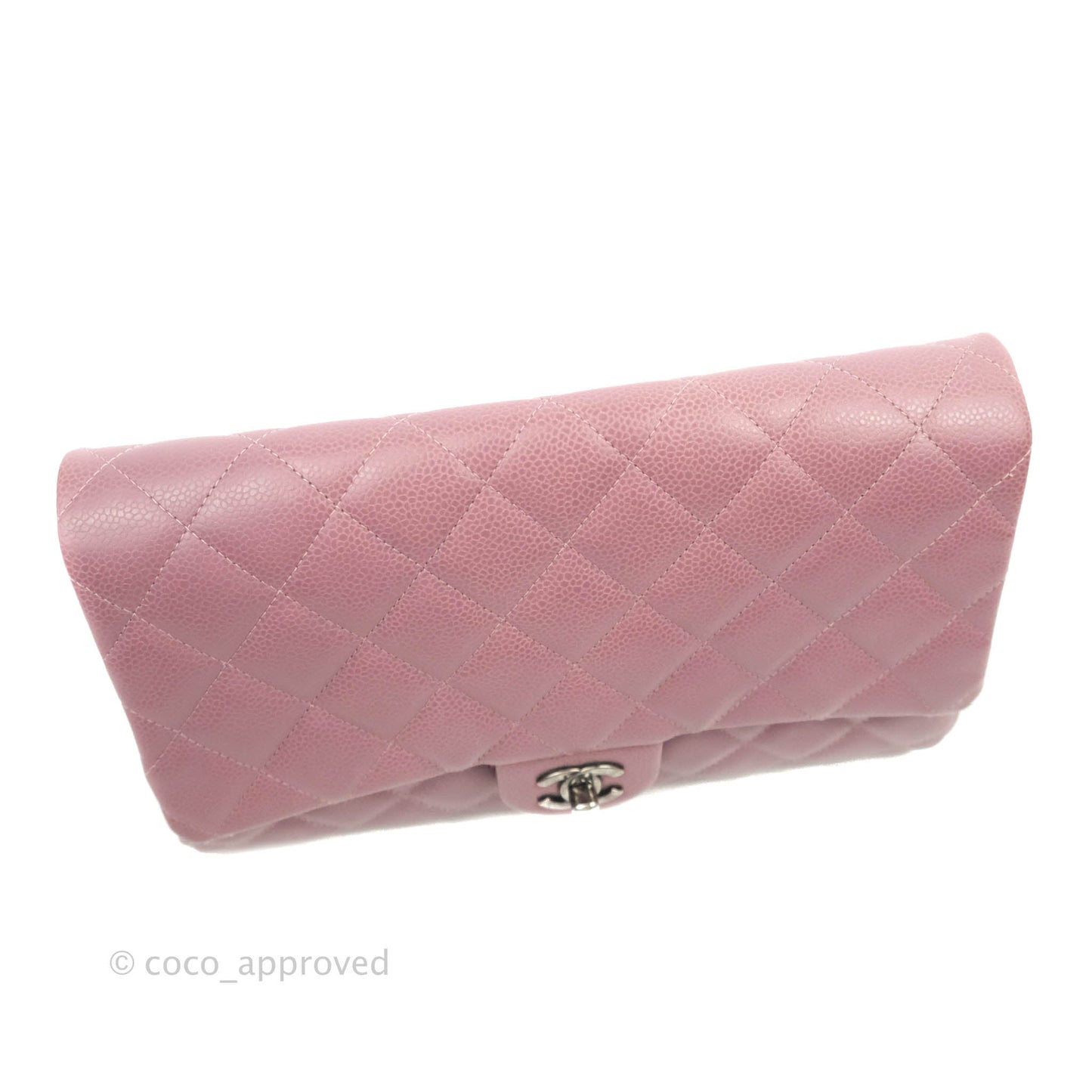 Chanel Quilted Clutch with Chain Pink Mauve Caviar Ruthenium Hardware