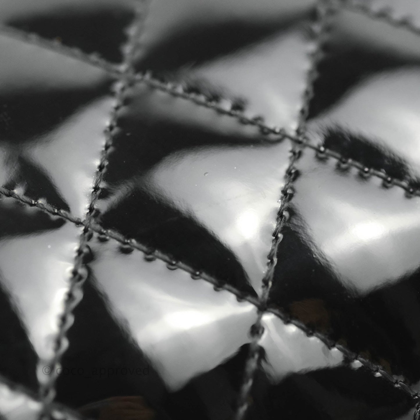 Chanel Quilted Chain Around Clutch Black Patent Silver Hardware