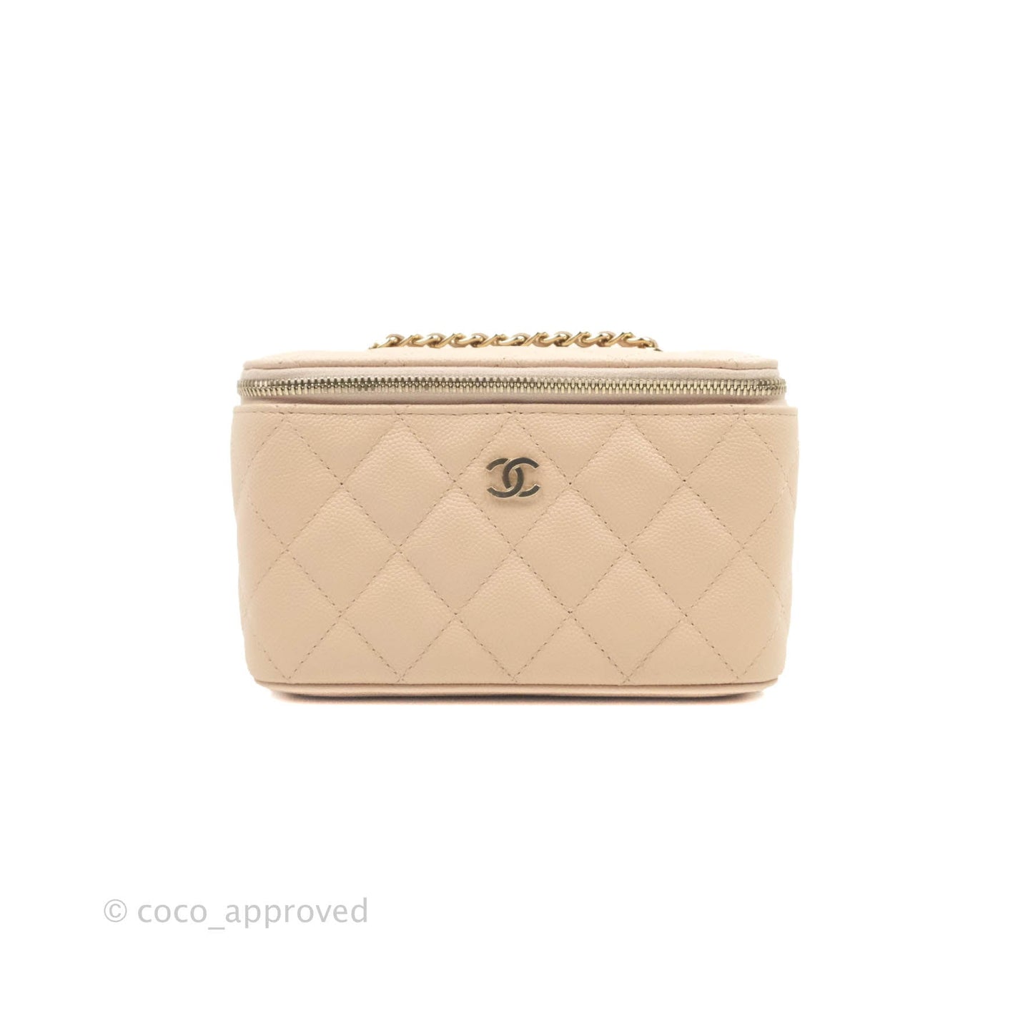 Chanel Classic Vanity Rectangular Light Beige Caviar Gold Hardware 22C