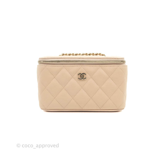Chanel Classic Vanity Rectangular Light Beige Caviar Gold Hardware 22C