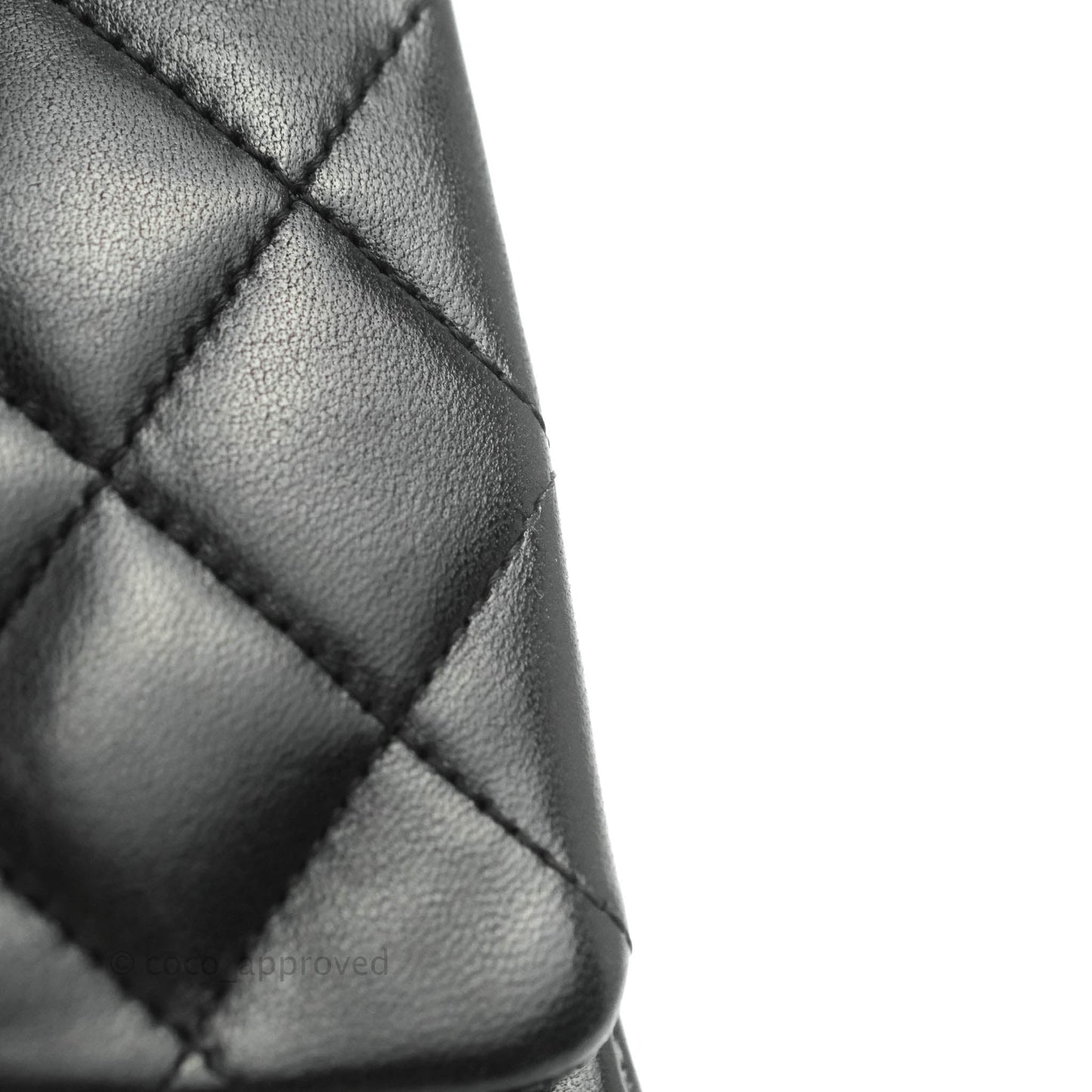 Chanel Classic M/L Medium Double Flap Black Lambskin Silver Hardware