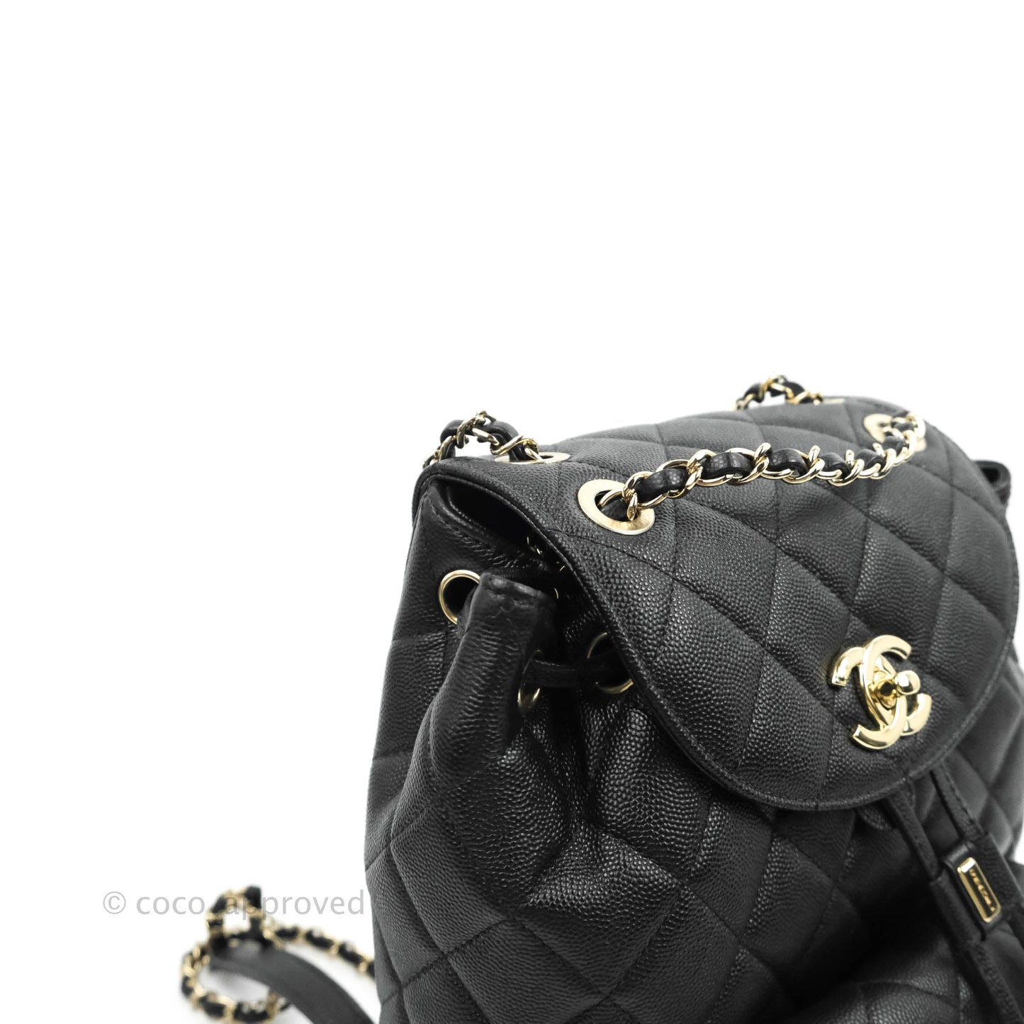 Chanel Quilted Black Caviar Duma Backpack Bag Gold Hardware 20C