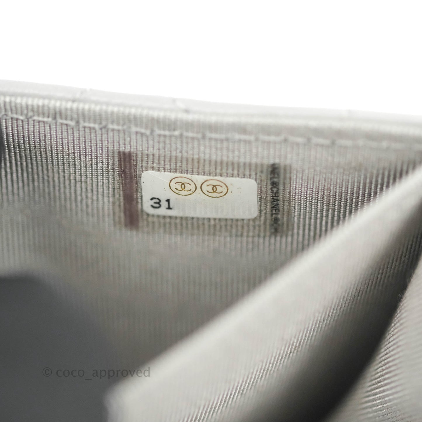 Chanel Quilted Small Flap Card Holder Grey Lambskin Silver Hardware