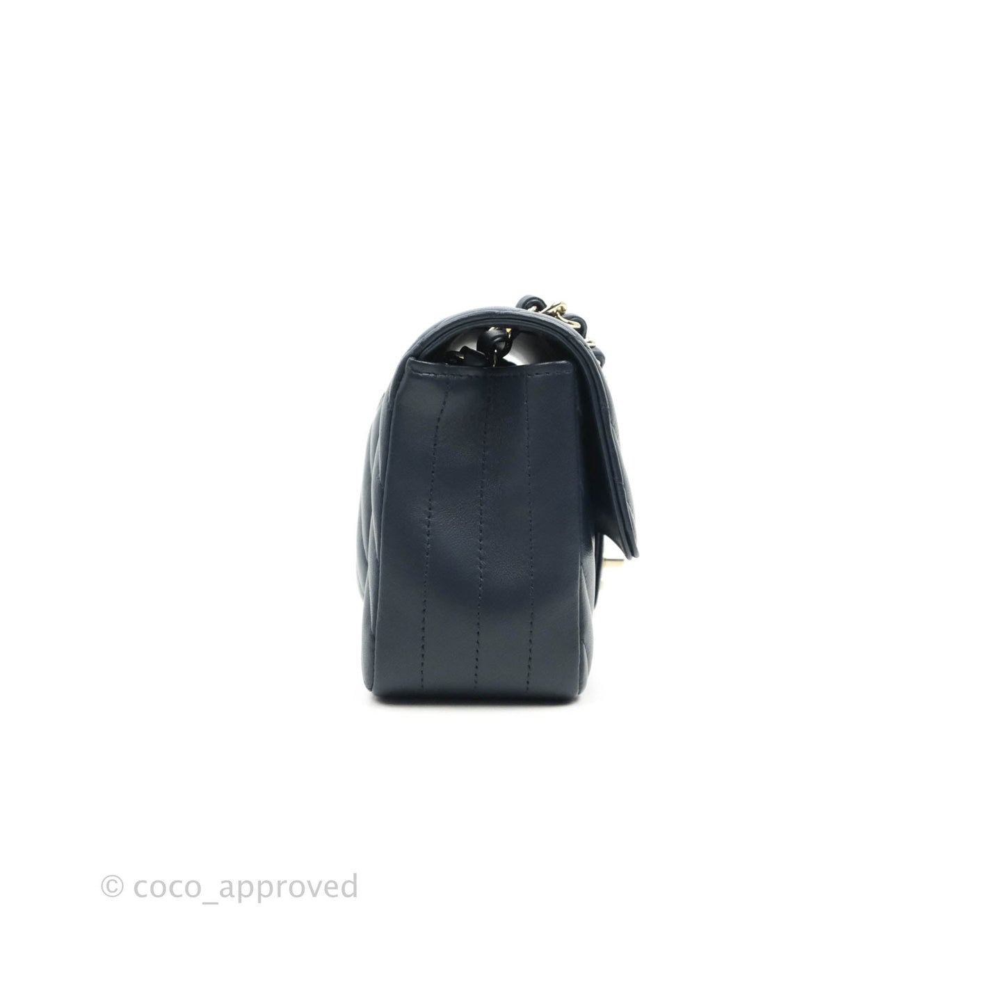 Chanel Chevron Mini Rectangular Flap Navy Lambskin Gold Hardware