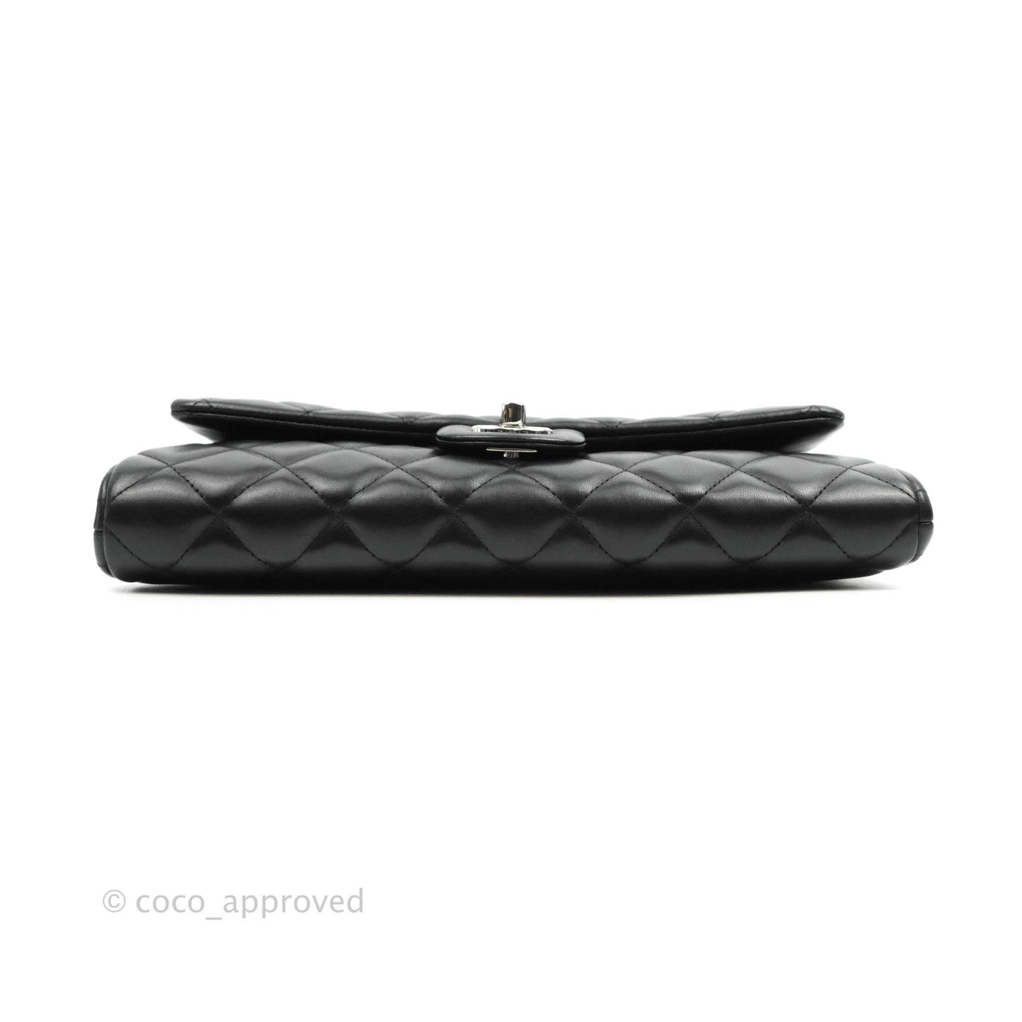Chanel Quilted Clutch with Chain Black Lambskin Silver Hardware