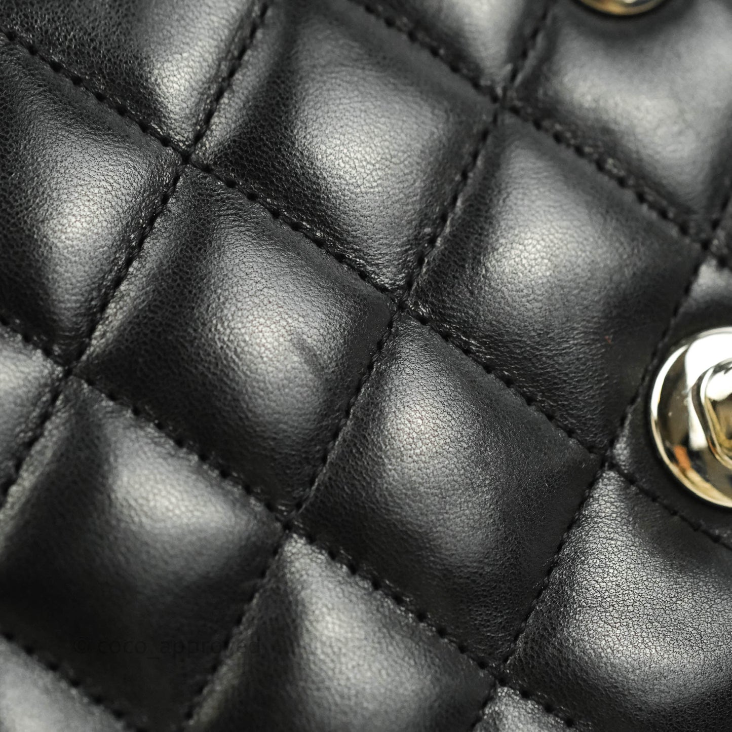 Chanel Classic M/L Medium Double Flap Black Lambskin Silver Hardware