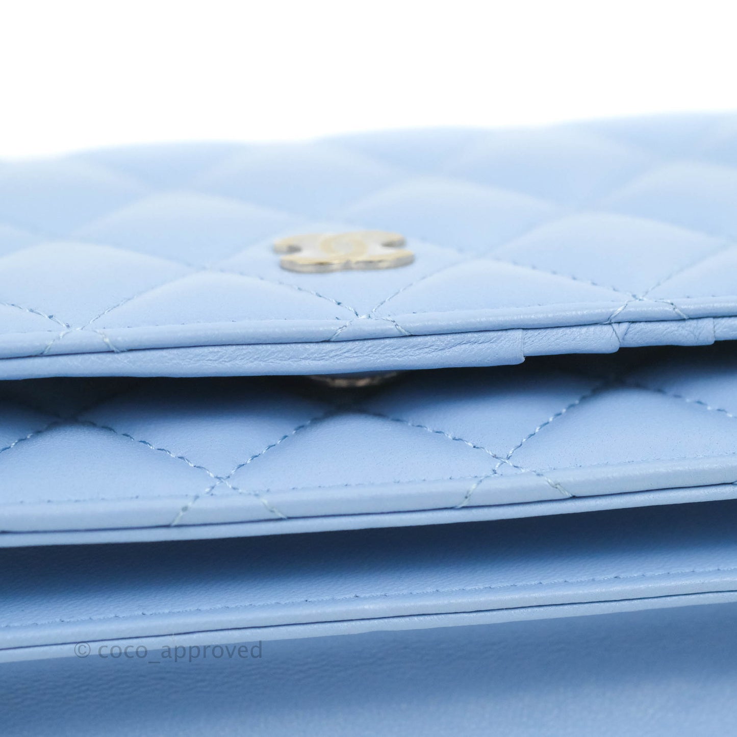 Chanel Quilted Mini Wallet on Chain WOC Blue Lambskin Silver Hardware 21C