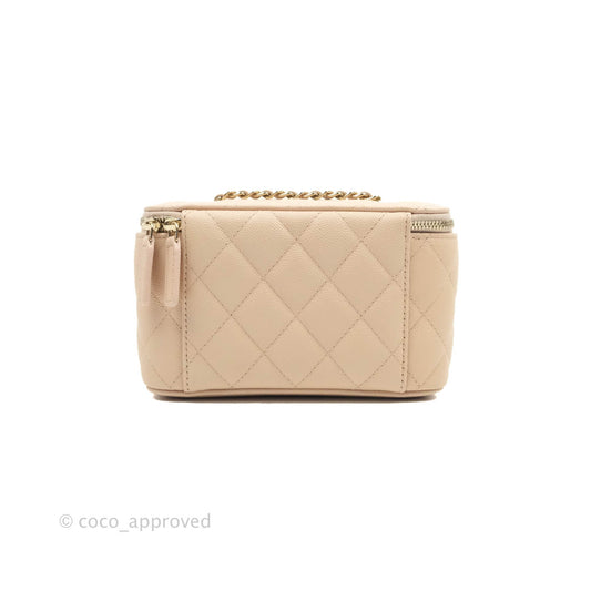 Chanel Classic Vanity Rectangular Light Beige Caviar Gold Hardware 22C