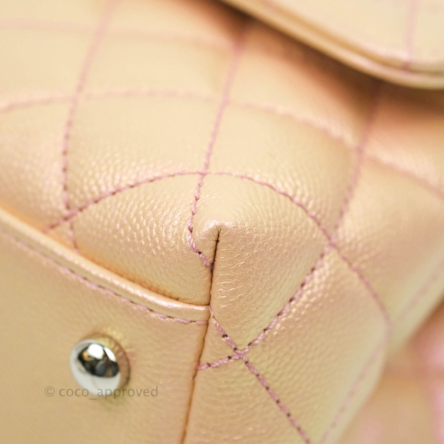 Chanel Small Quilted Coco Handle Iridescent Light Pink Caviar Rainbow Hardware