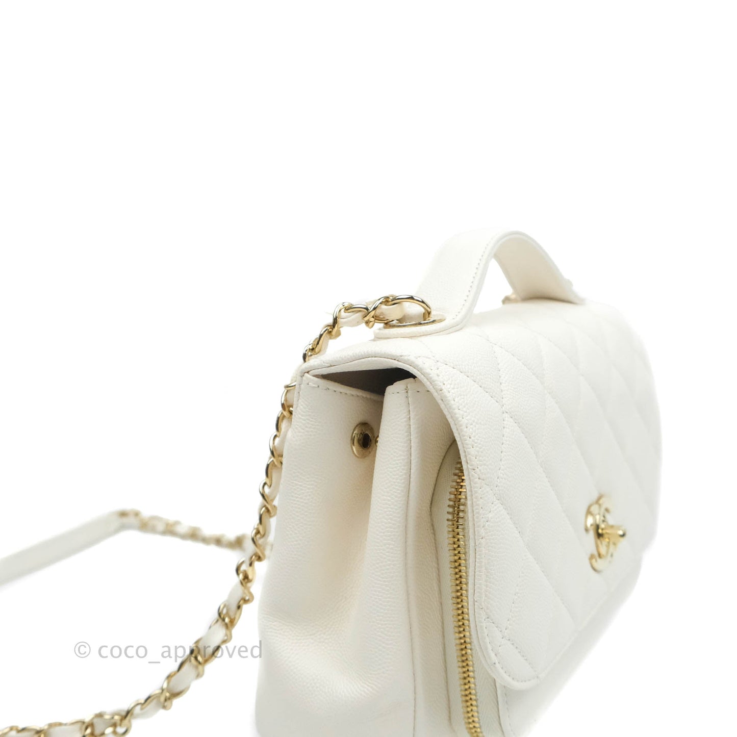 Chanel Quilted Medium Business Affinity Flap White Caviar Gold Hardware