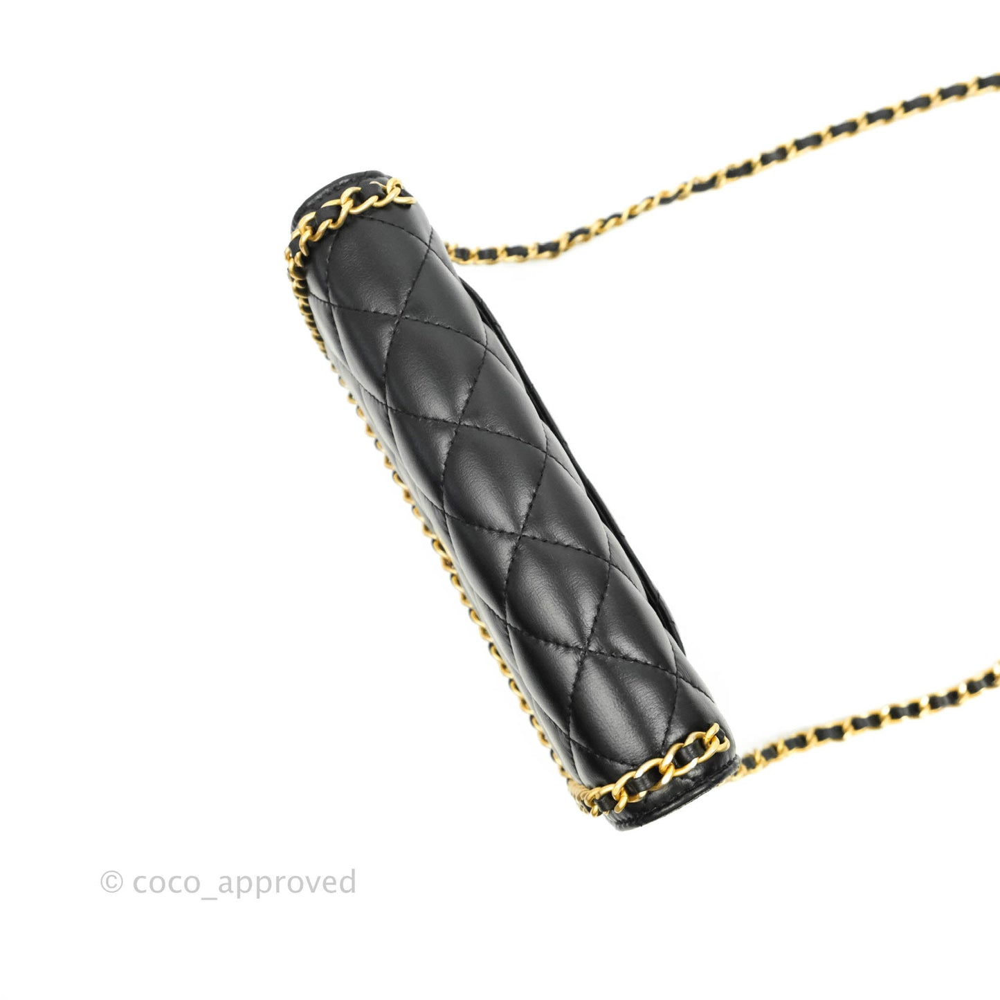 Chanel Quilted Wallet on Chain WOC Chain Around Black Lambskin Aged Gold Hardware