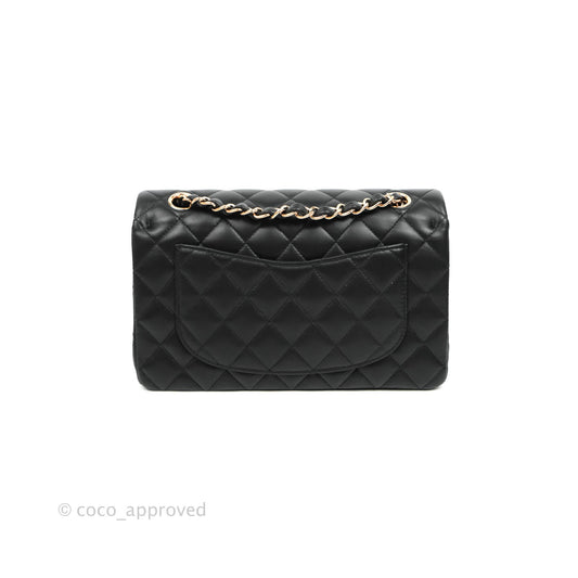Chanel Classic Small S/M Flap Black Lambskin Rose Pink-Gold Hardware
