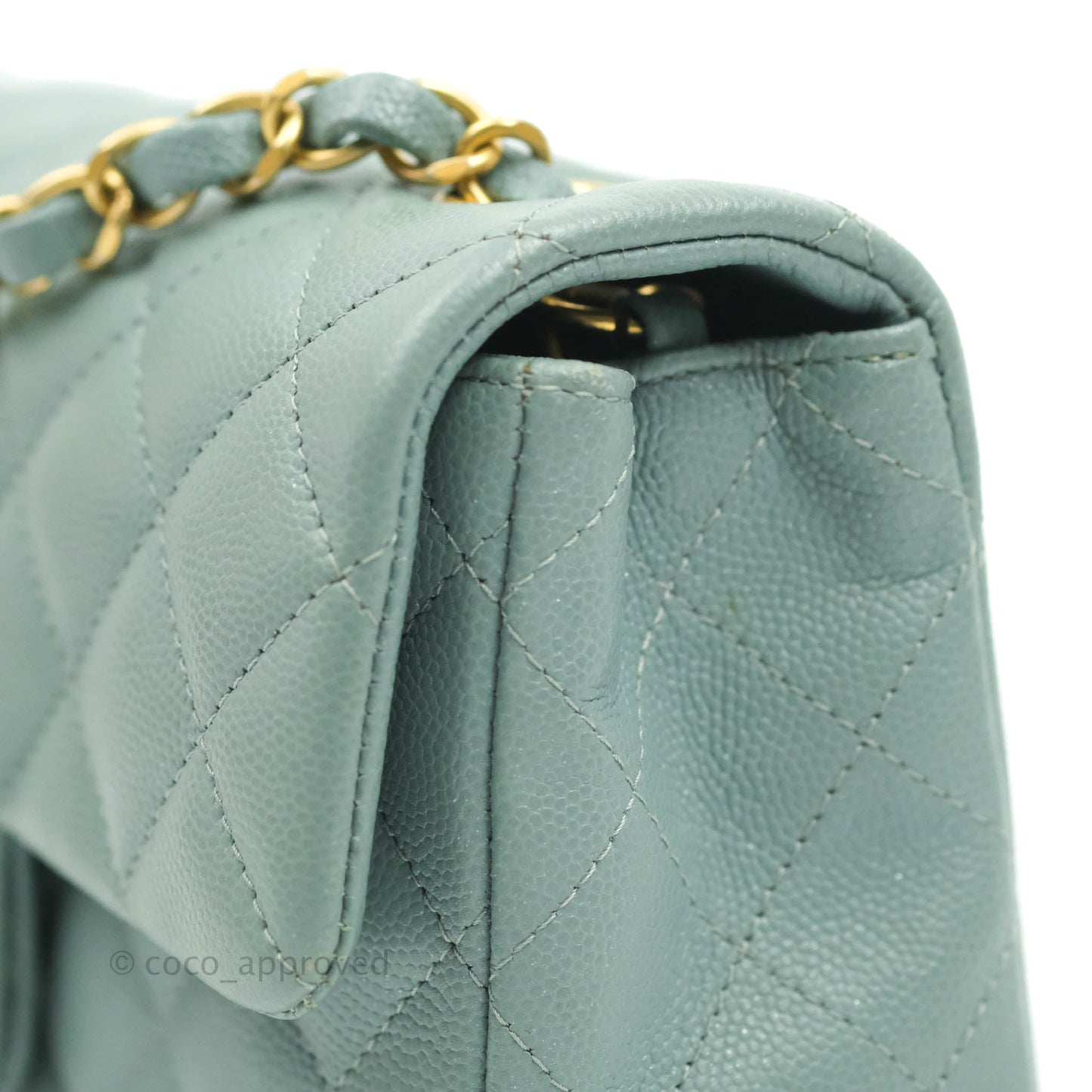 Chanel Quilted Mini Rectangular Flap Iridescent Blue Green Aged Gold Hardware