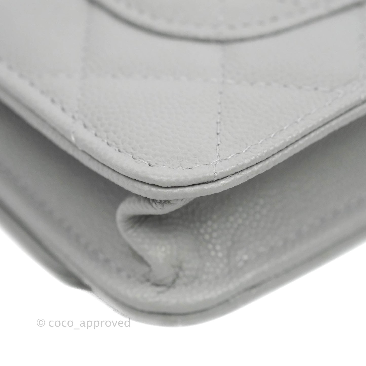 Chanel Quilted Wallet On Chain WOC Grey Caviar Gold Hardware 21A