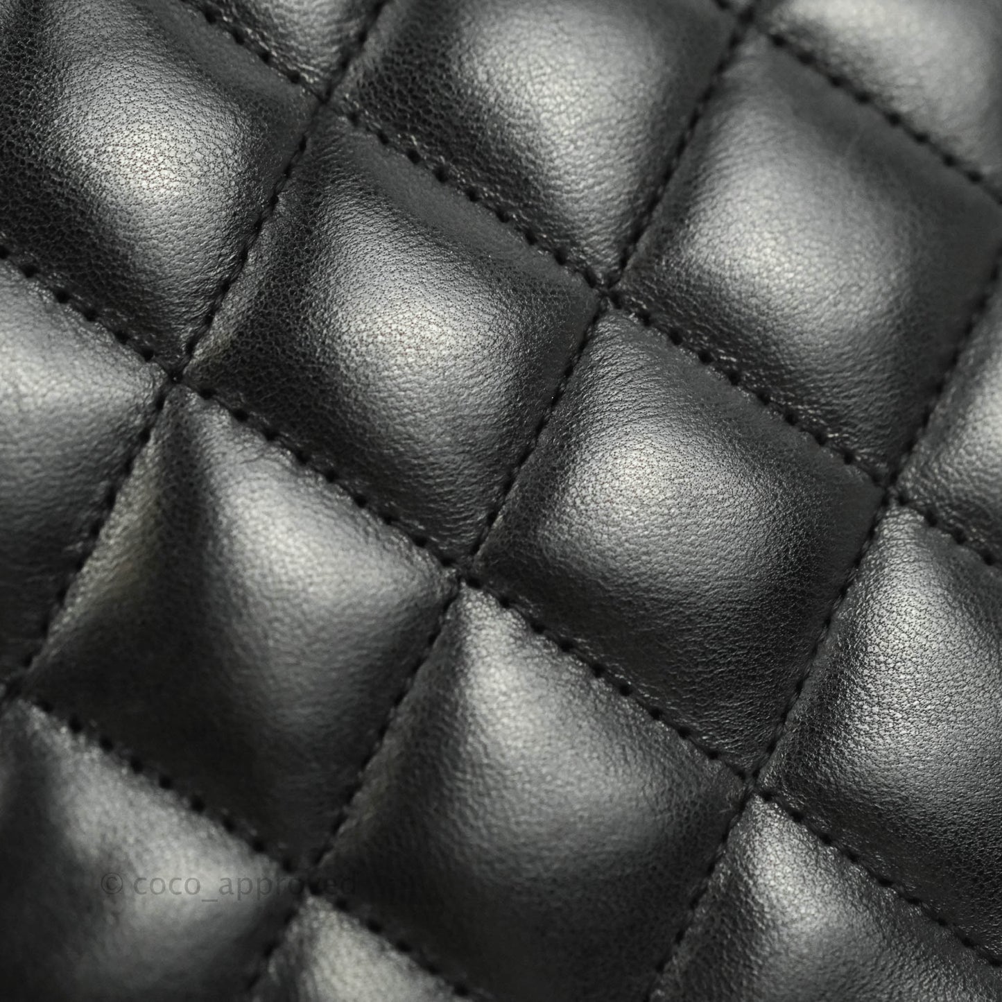 Chanel Classic M/L Medium Double Flap Black Lambskin Silver Hardware