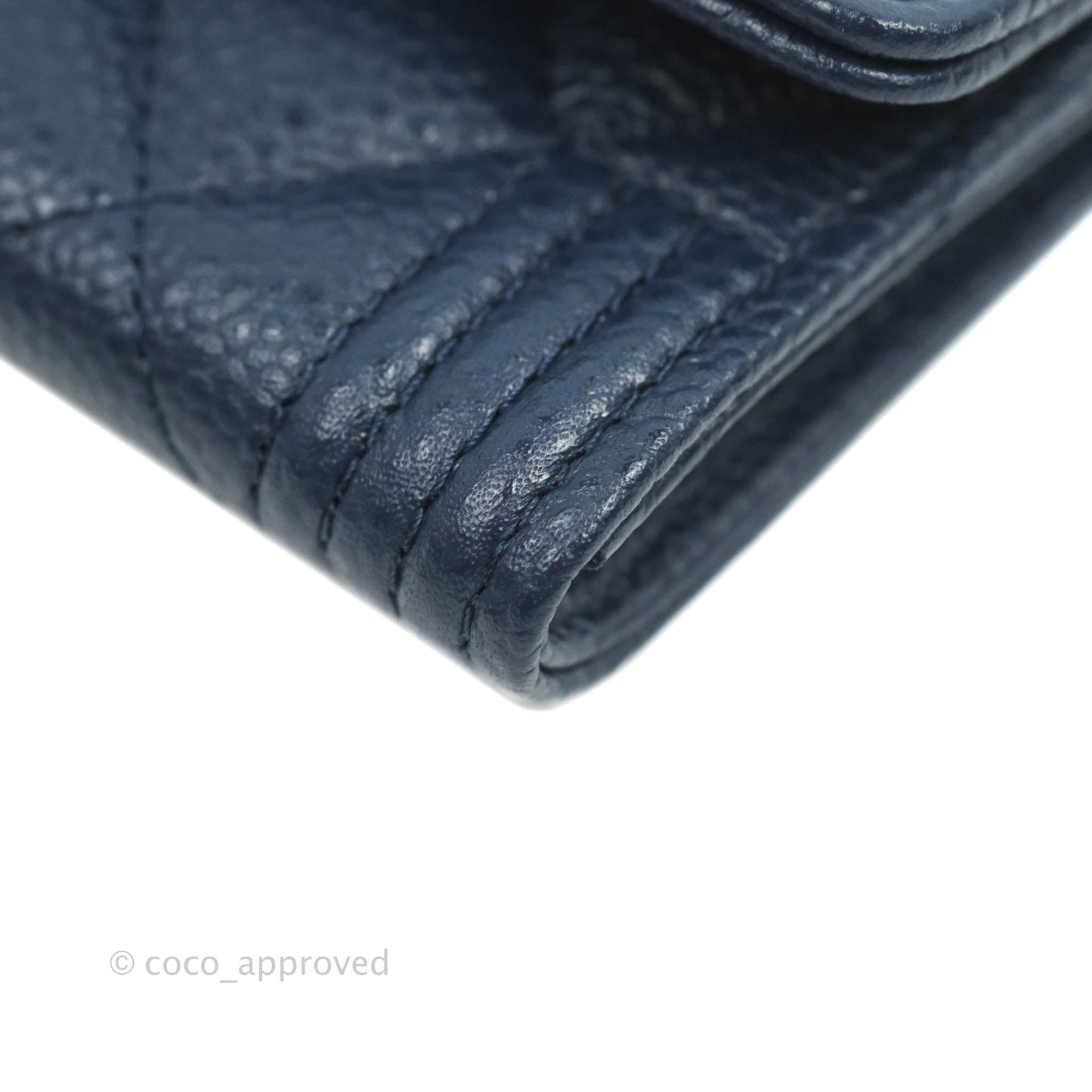Chanel Quilted Boy Flap Card Holder Navy Caviar Gold Hardware