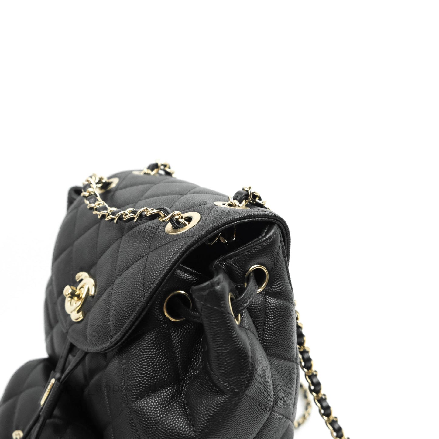 Chanel Quilted Black Caviar Duma Backpack Bag Gold Hardware 20C