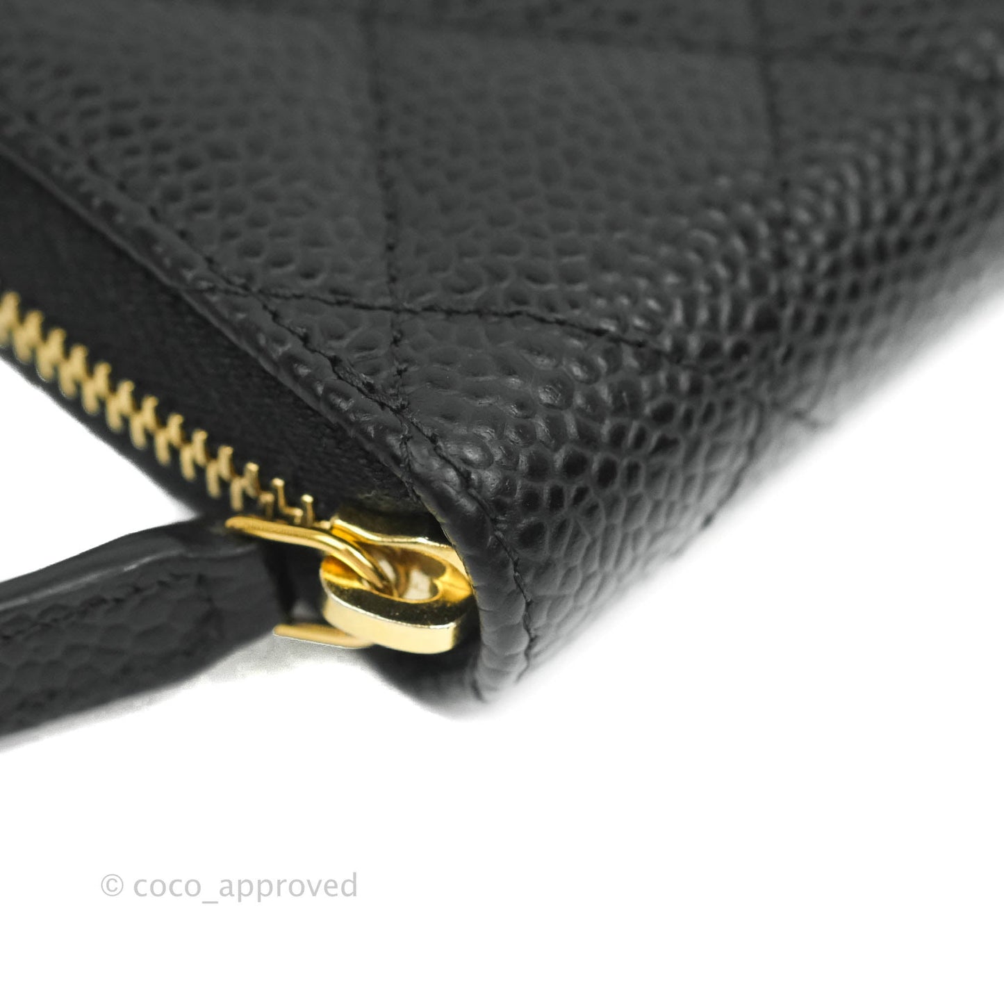 Chanel Classic Zipped Coin Purse Black Caviar Gold Hardware