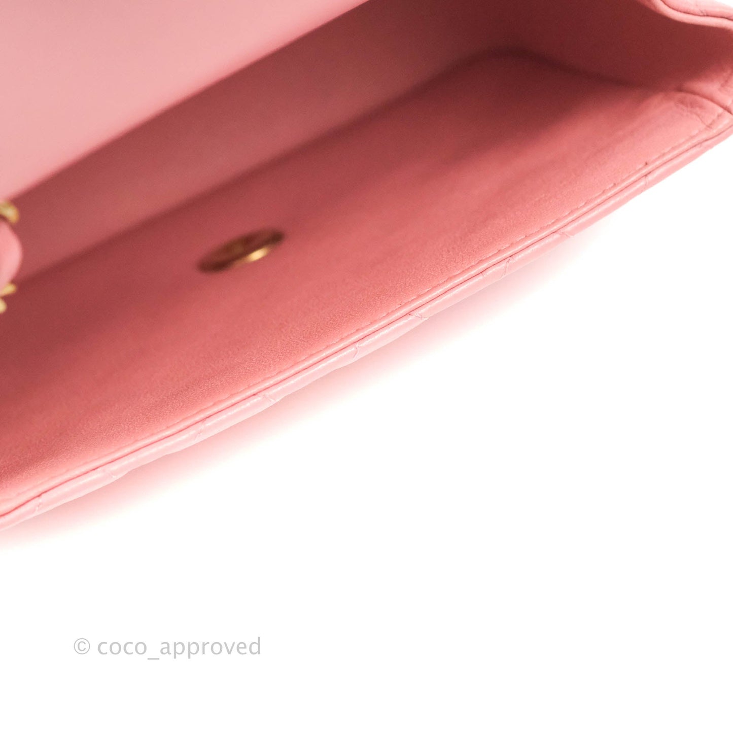 Chanel Quilted Mini Square Pink Lambskin Aged Gold Hardware 19S