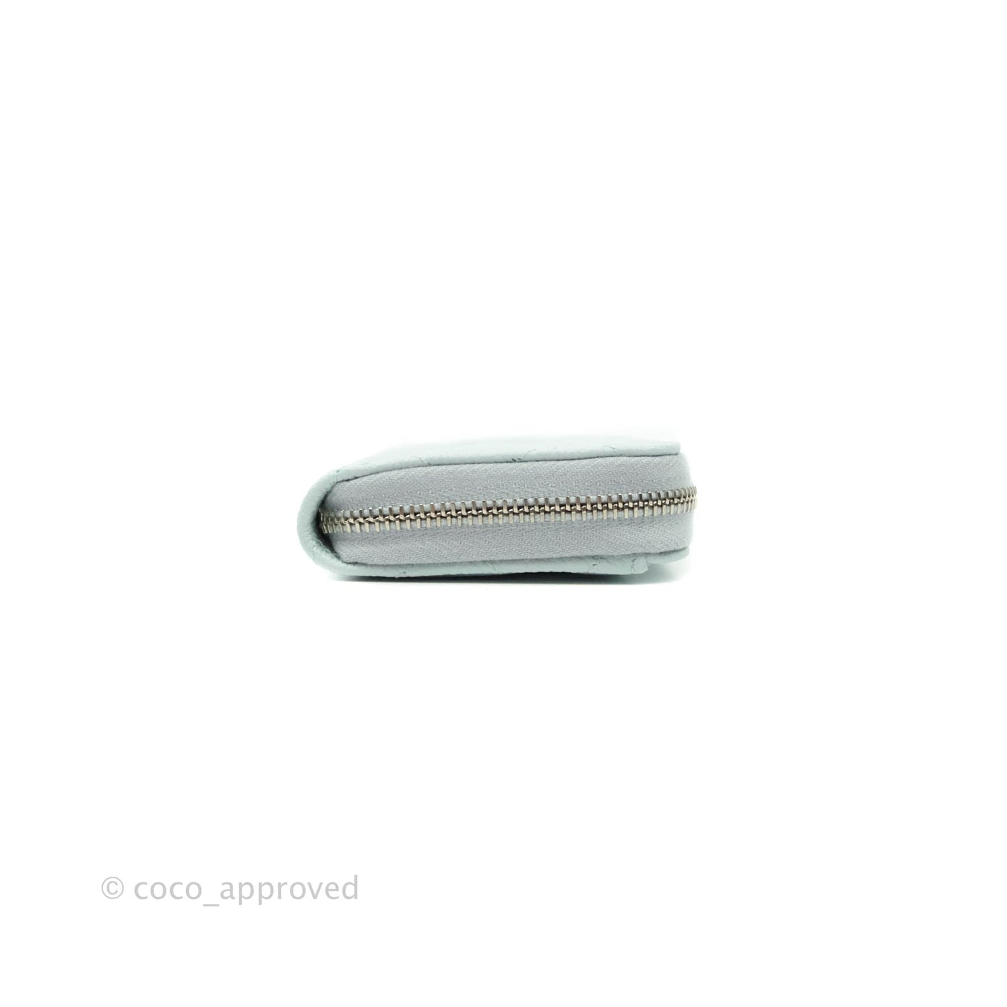 Chanel Classic Quilted Zipped Coin Purse Pale Mint Caviar Silver Hardware 21K