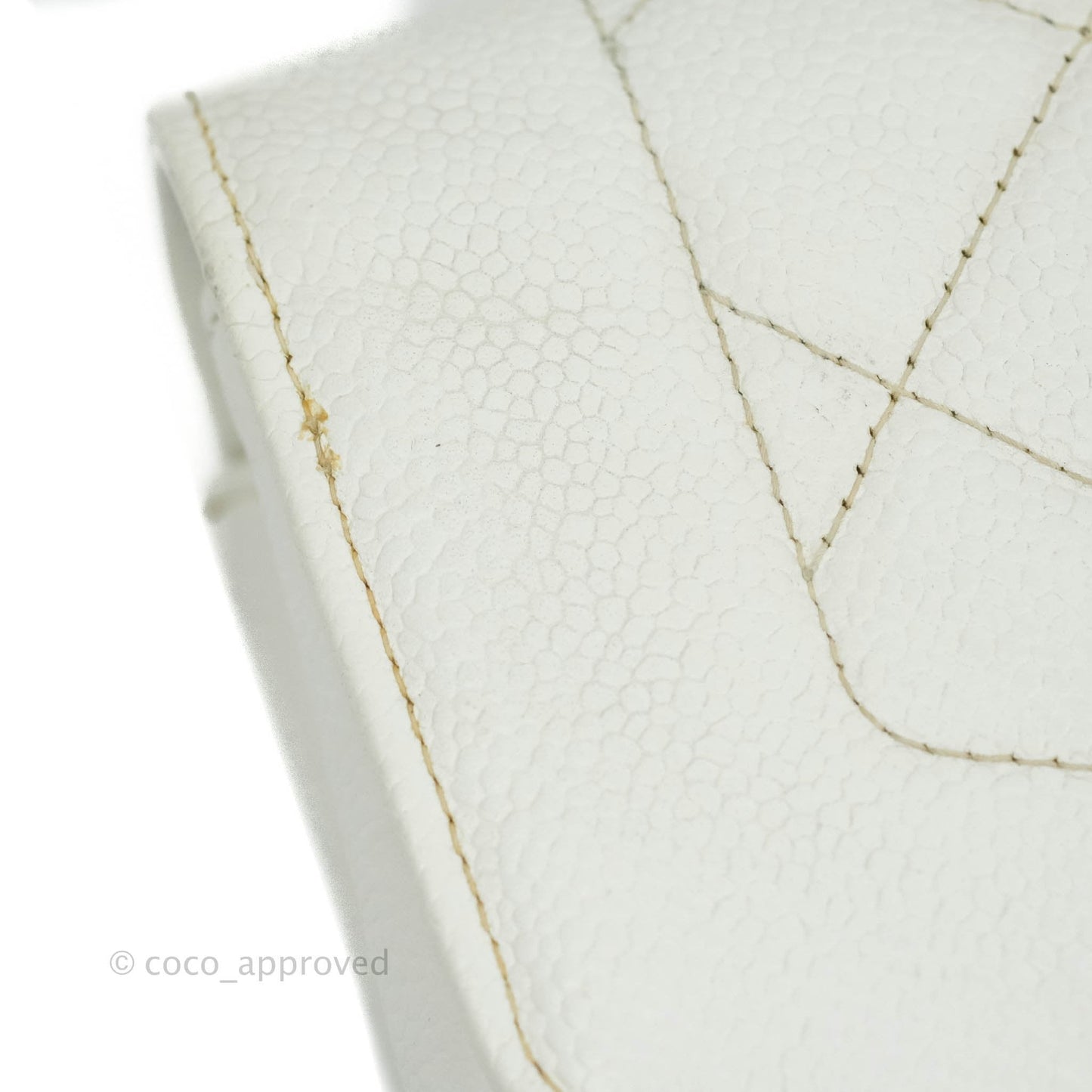 Chanel Vintage Medium Classic Quilted Diana Flap Bag White Caviar Silver Hardware