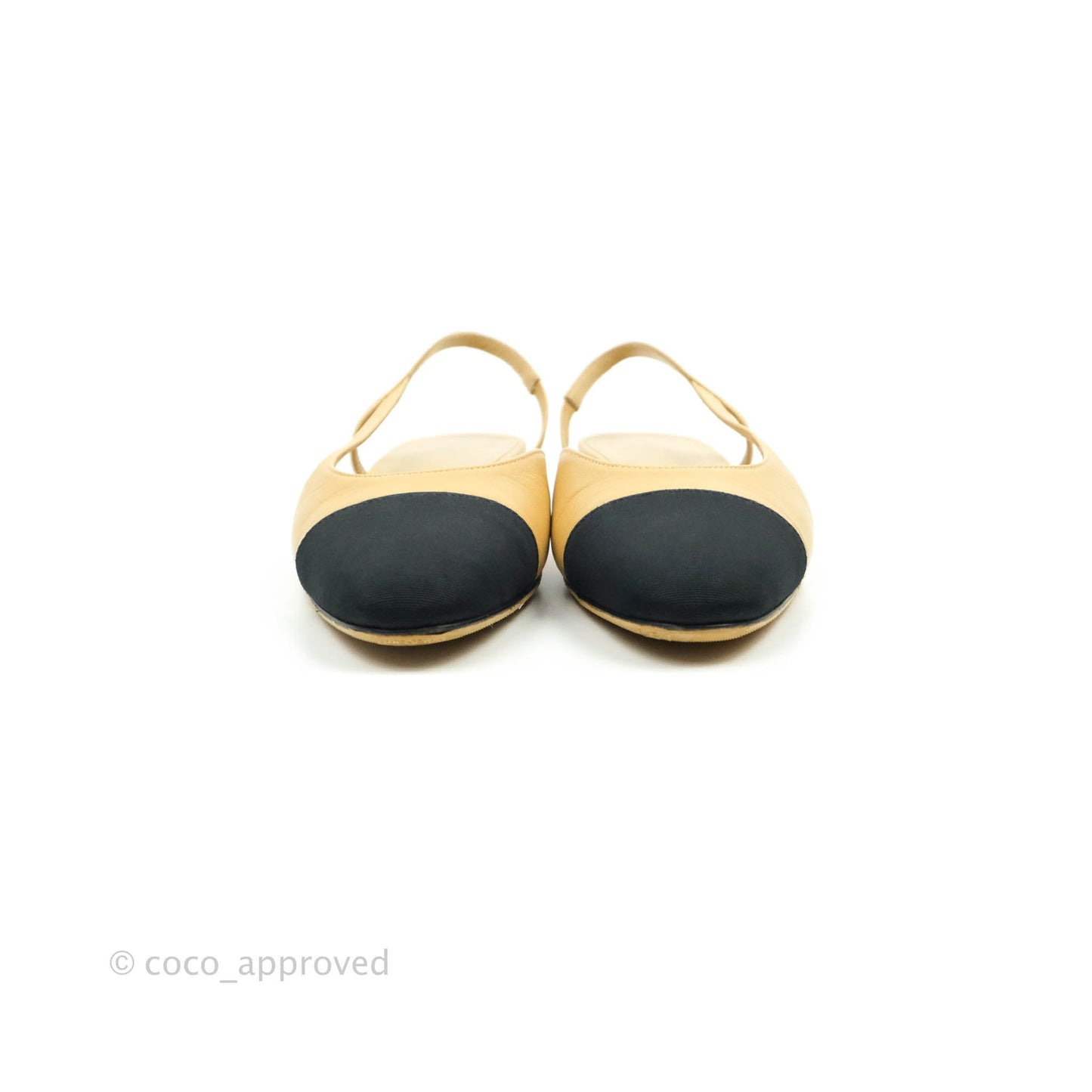 Chanel Classic Slingback Black and Beige Calfskin Size 36.5