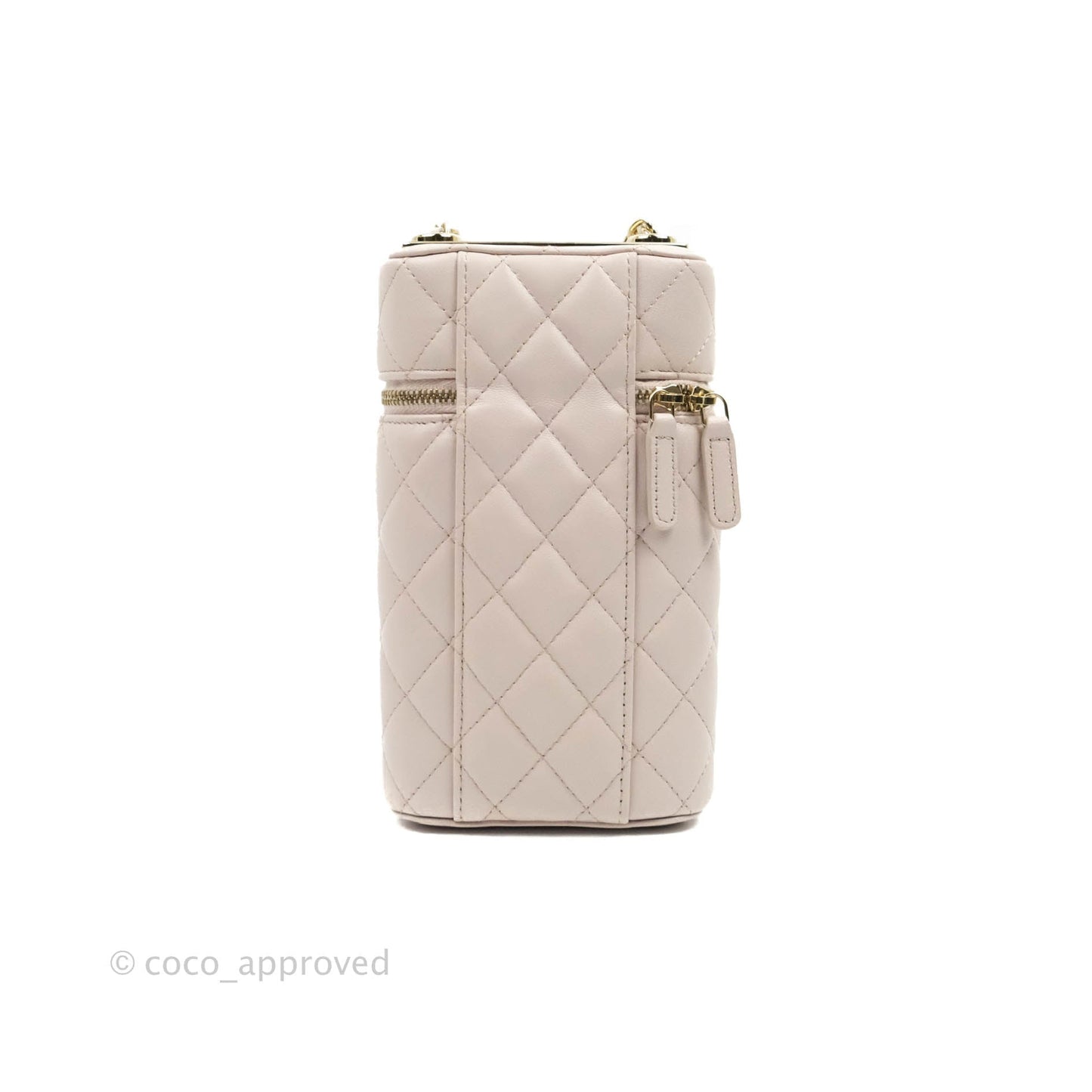 Chanel Quilted Trendy Vanity Phone Holder With Chain Pale Pink Lambskin Gold Hardware