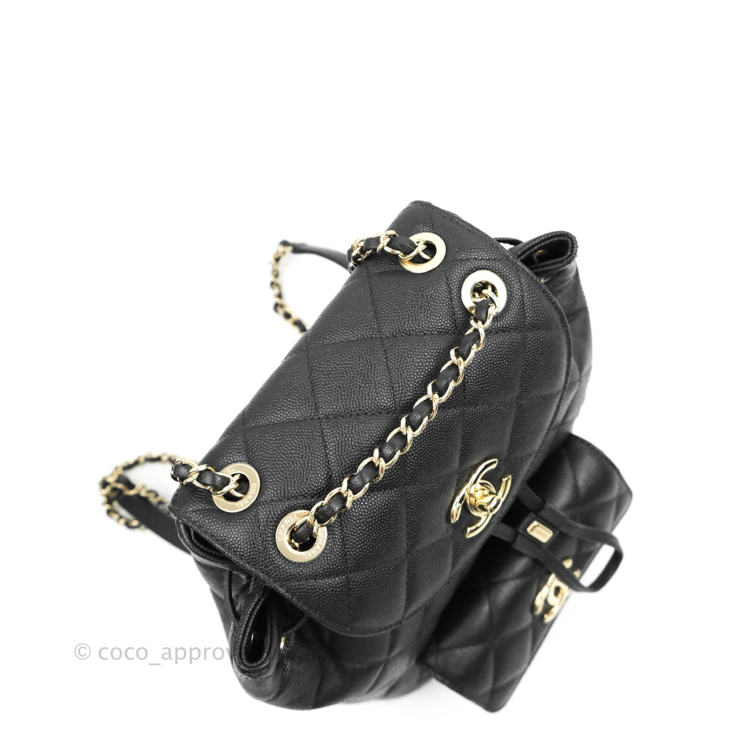 Chanel Quilted Black Caviar Duma Backpack Bag Gold Hardware 20C