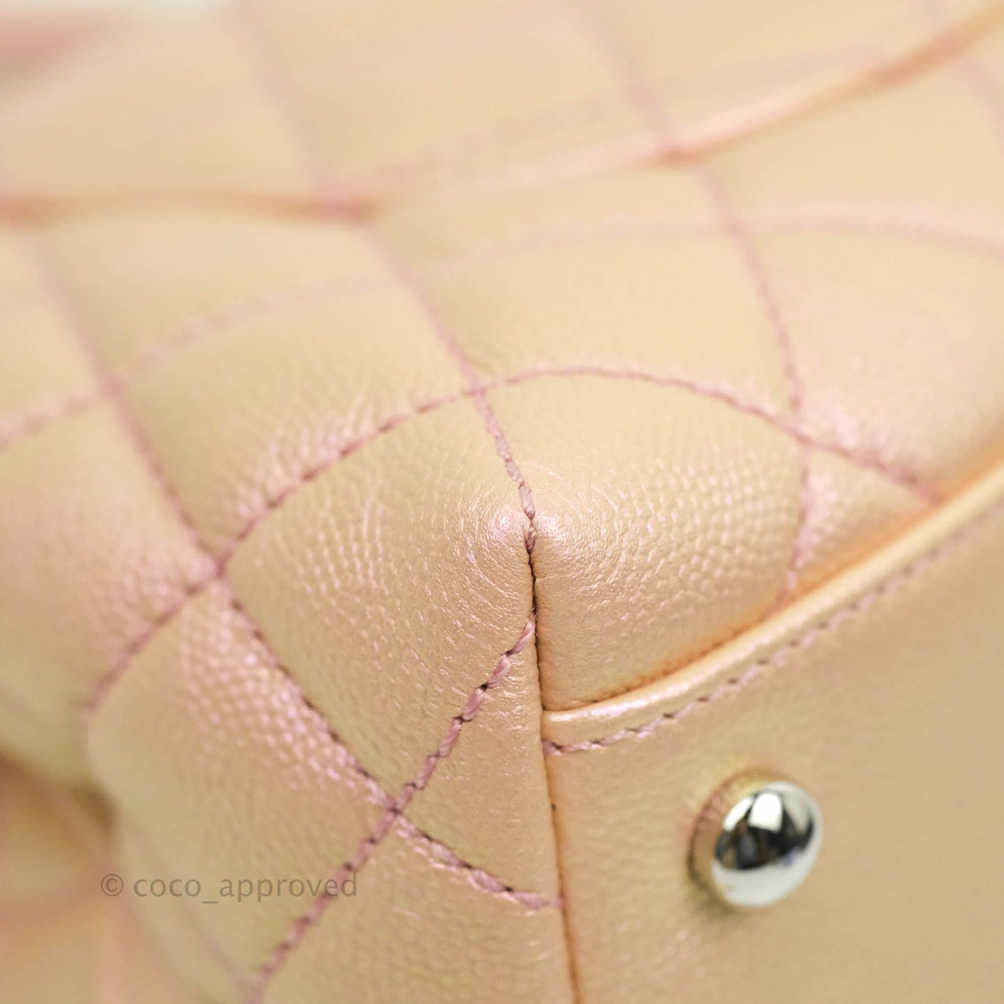 Chanel Small Quilted Coco Handle Iridescent Light Pink Caviar Rainbow Hardware