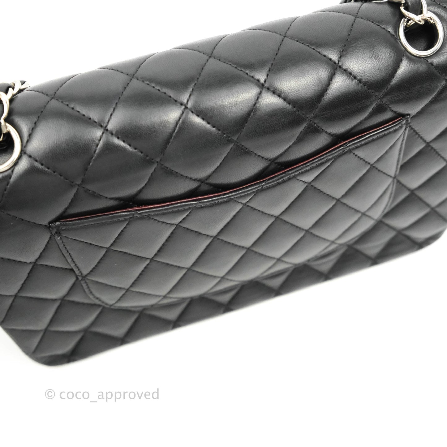 Chanel Classic M/L Medium Double Flap Black Lambskin Silver Hardware