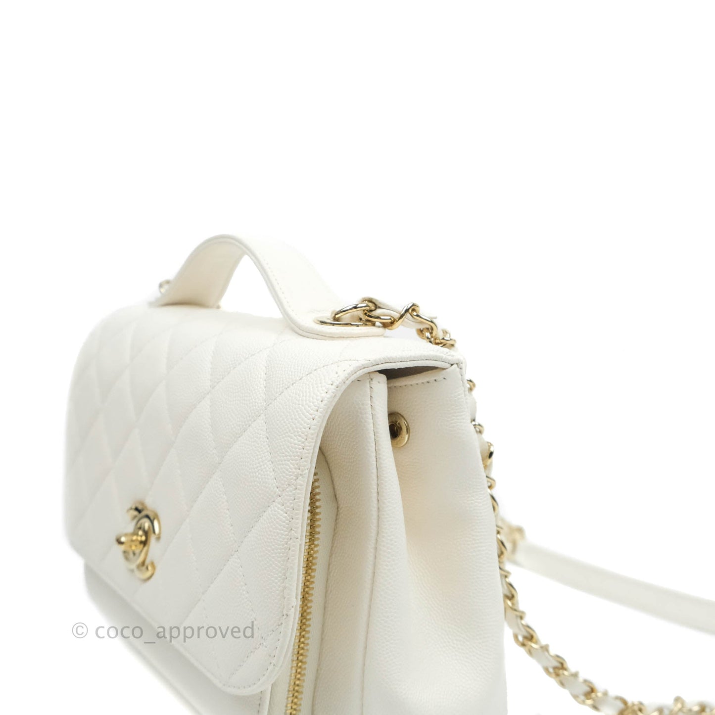 Chanel Quilted Medium Business Affinity Flap White Caviar Gold Hardware