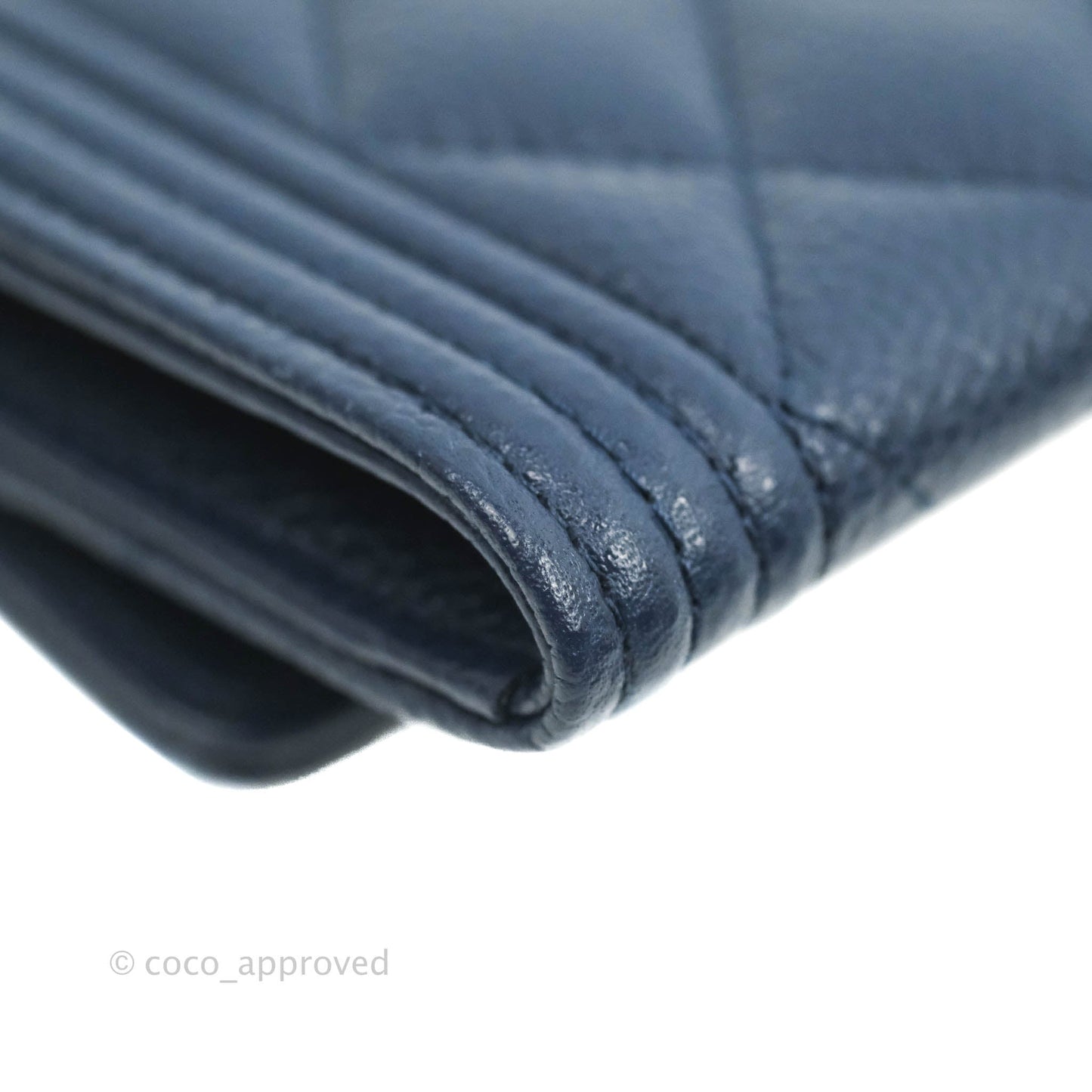 Chanel Quilted Boy Flap Card Holder Navy Caviar Gold Hardware