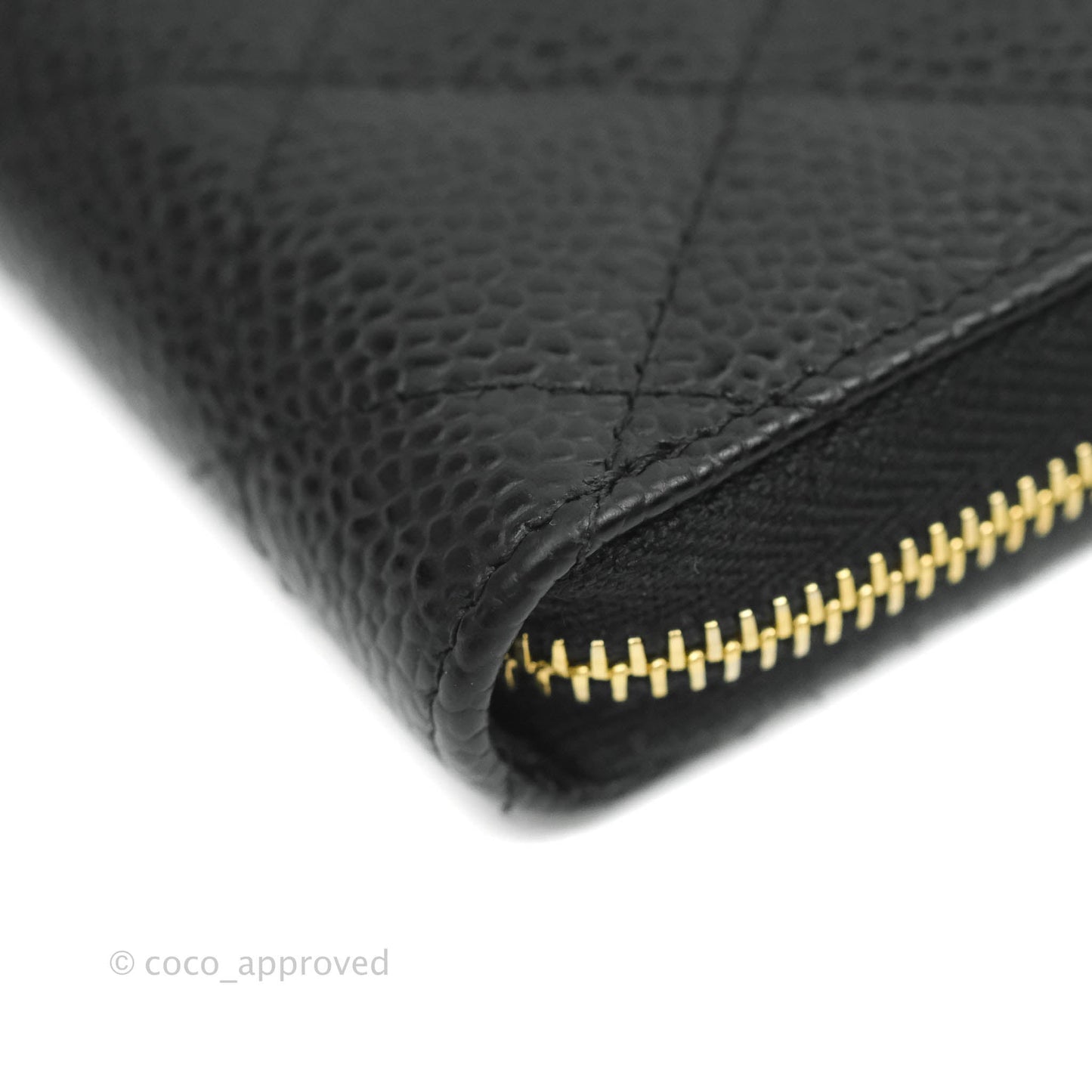 Chanel Classic Zipped Coin Purse Black Caviar Gold Hardware