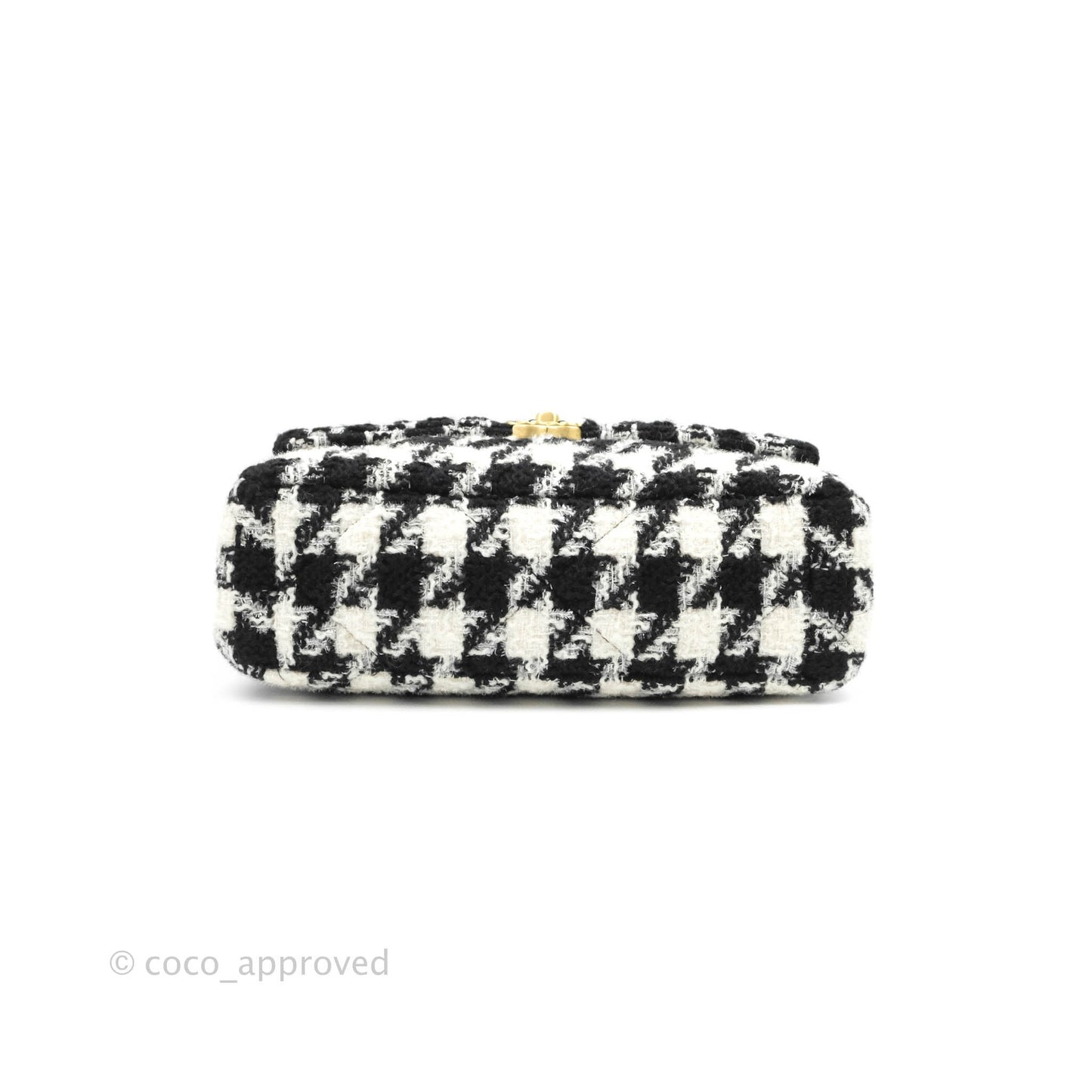 Chanel 19 Medium Tweed Houndstooth Black & White Mixed Hardware