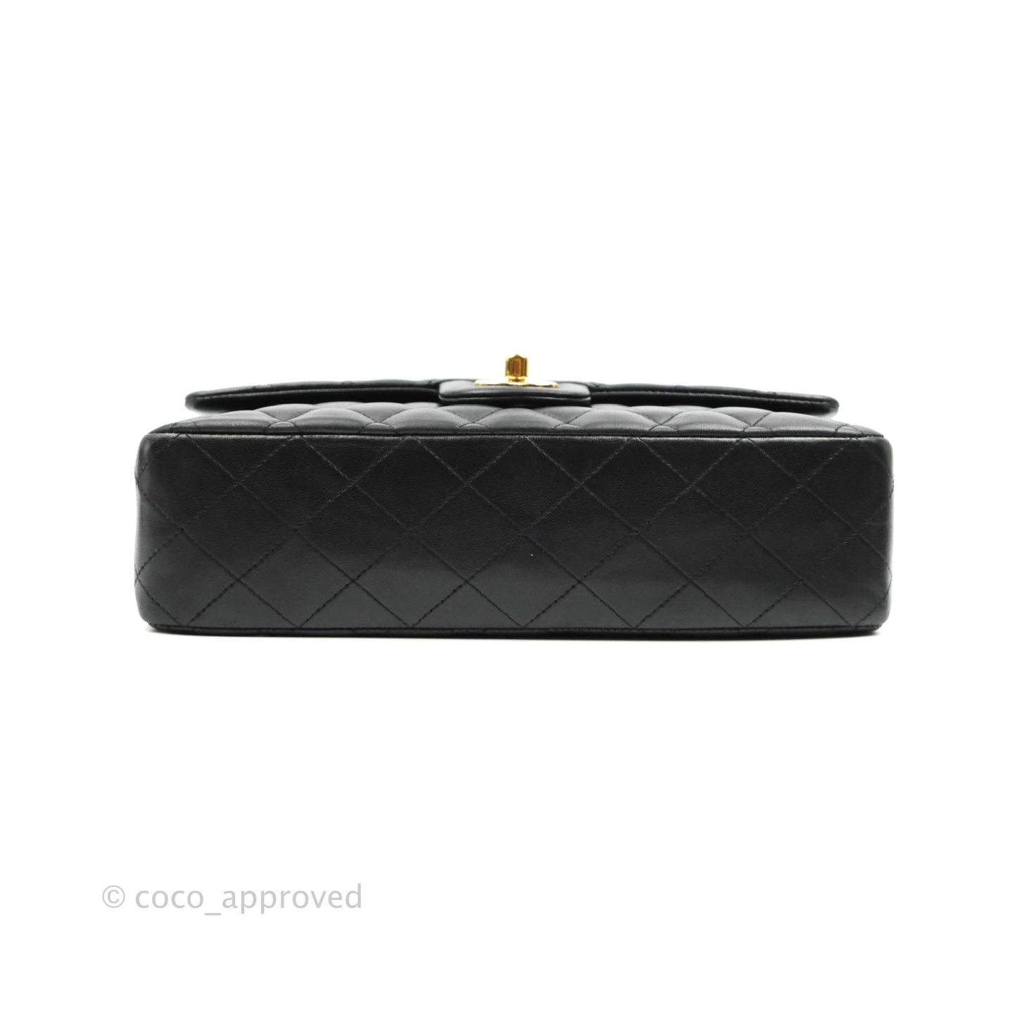 Chanel Classic M/L Medium Double Flap Black Lambskin Gold Hardware
