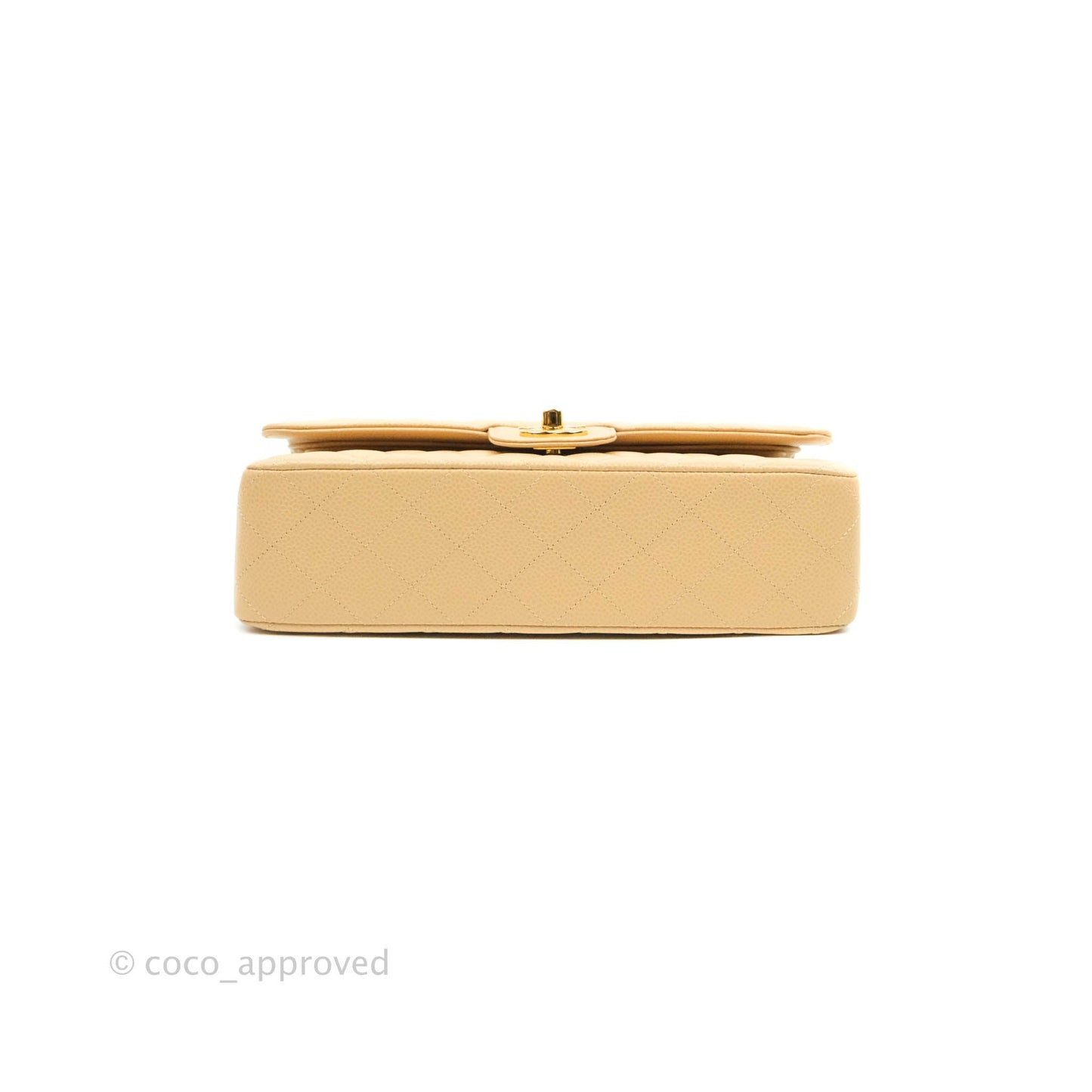 Chanel Classic M/L Medium Double Flap Beige Caviar Gold Hardware