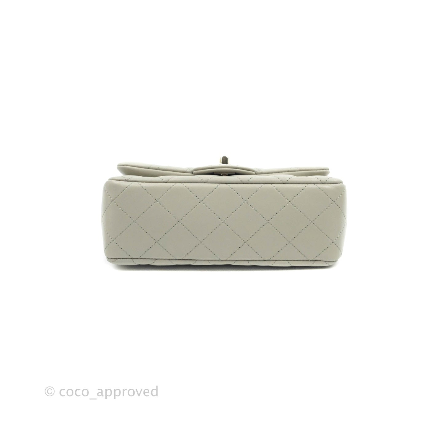 Chanel Quilted Mini Rectangular Flap Light Grey Lambskin Gold Hardware 22C