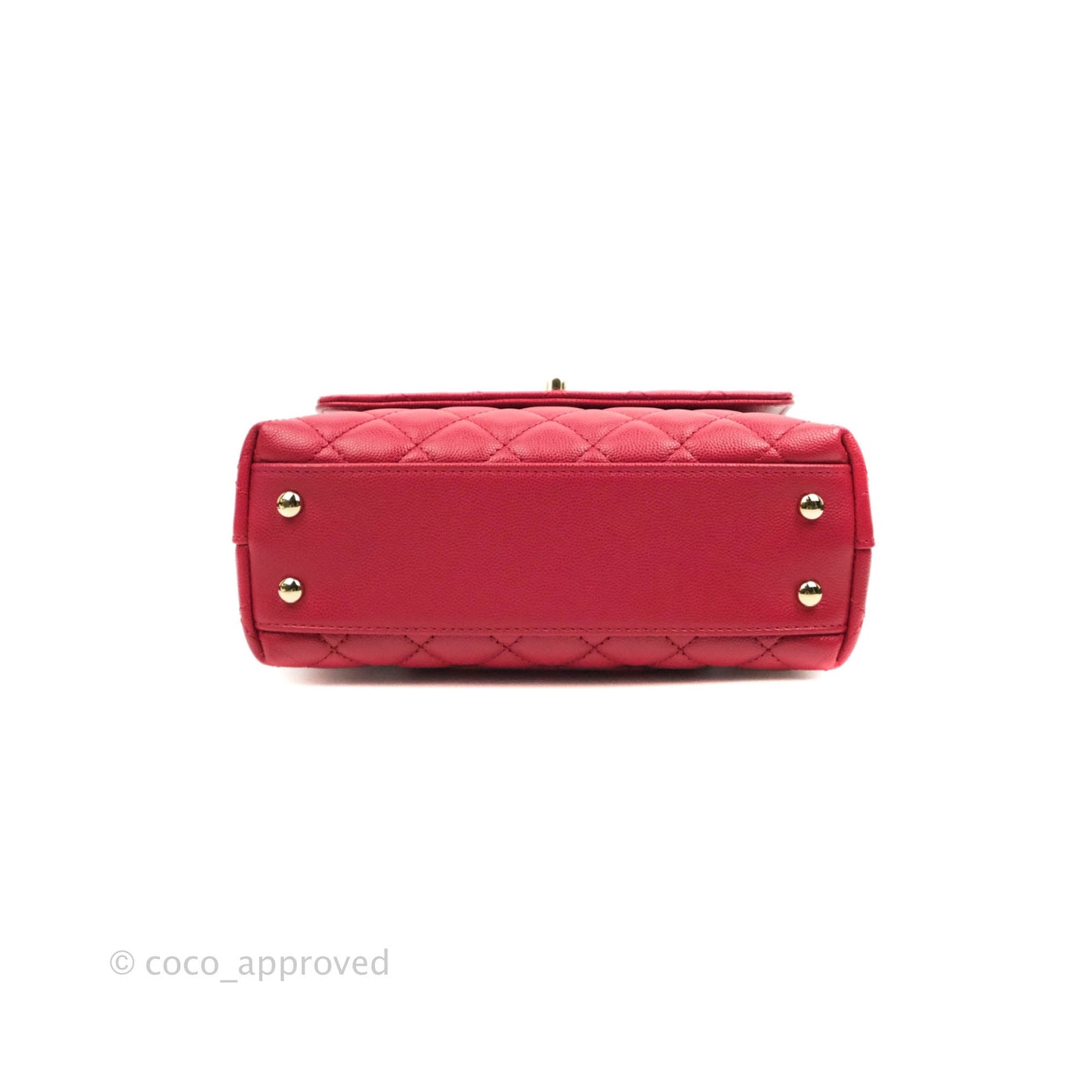Chanel Small (Mini) Coco Handle Quilted Rosy Red Caviar Gold Hardware 21A