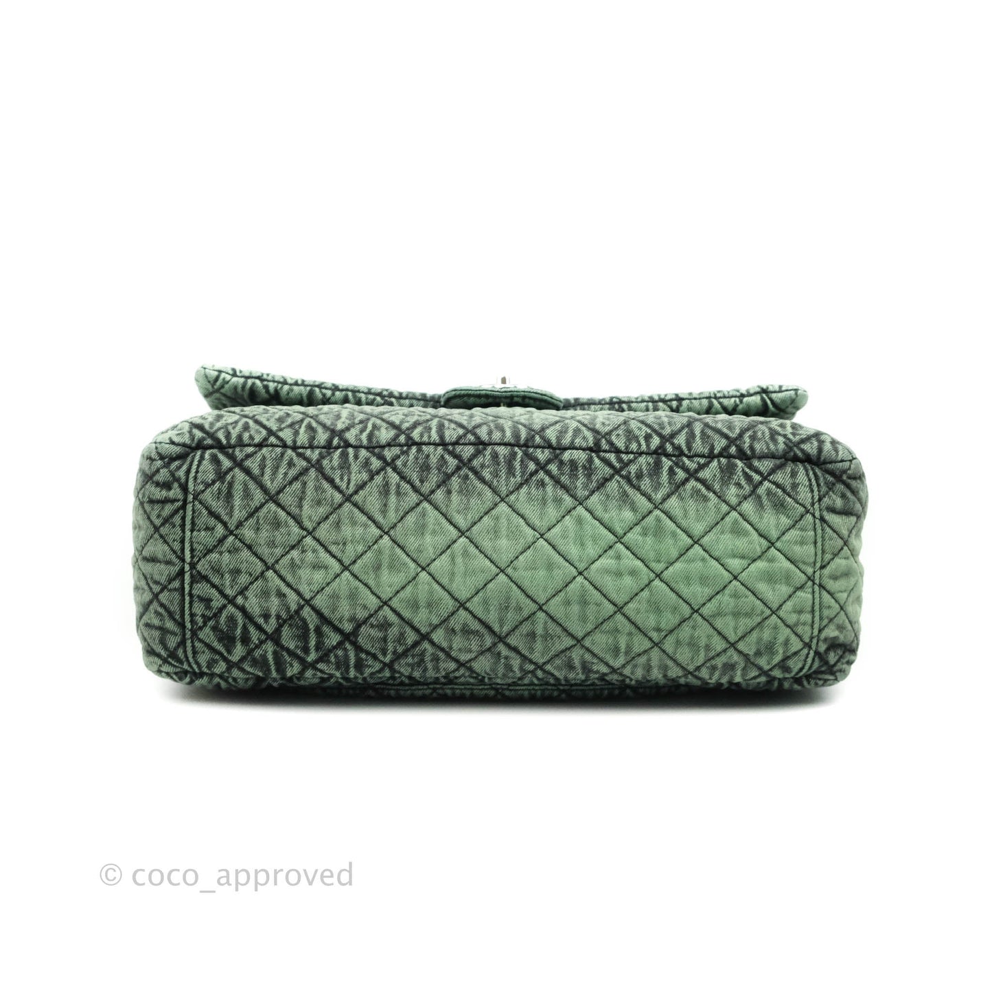 Chanel Small XXL Denimpression Flap Bag Aged Green Denim Silver Hardware