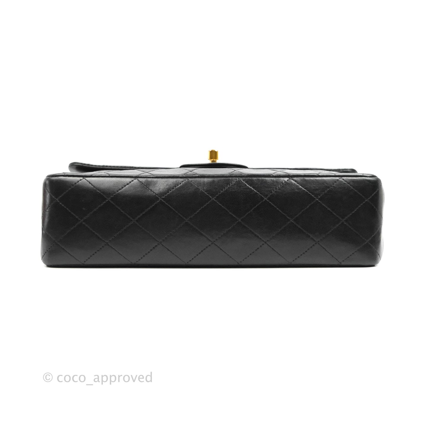 Chanel Vintage Classic M/L Medium Double Flap Bag Black Lambskin 24K Gold Hardware
