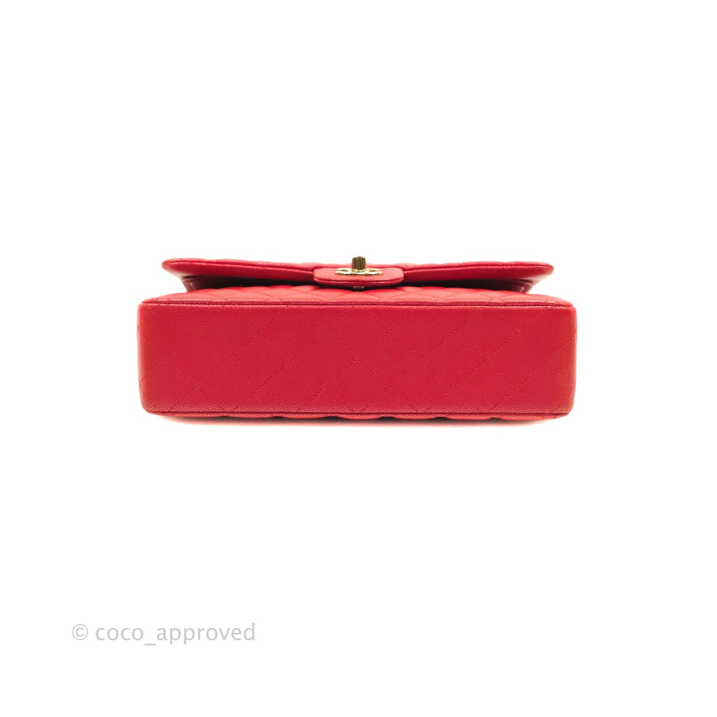 Chanel Classic M/L Medium Double Flap Iridescent Red Caviar Gold Hardware 21S