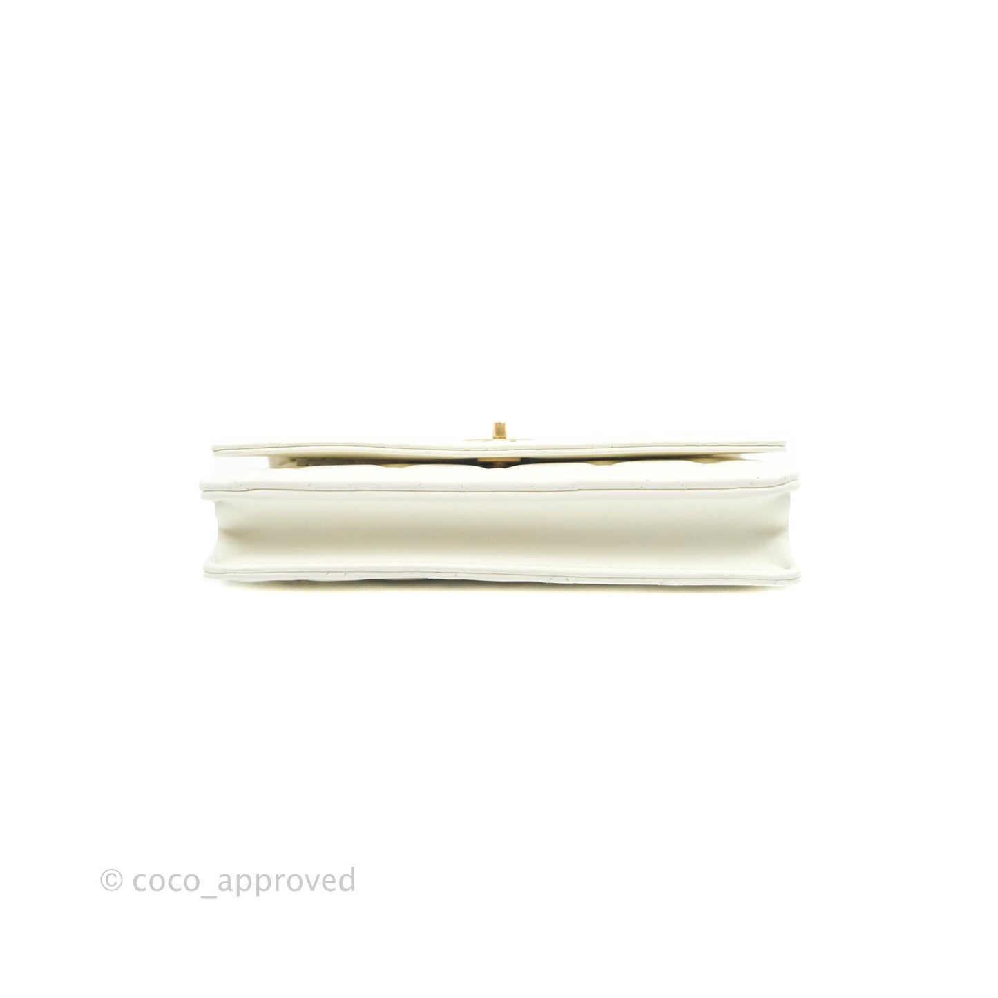 Chanel Quilted Pearl Crush Wallet on Chain WOC White Lambskin Aged Gold Hardware
