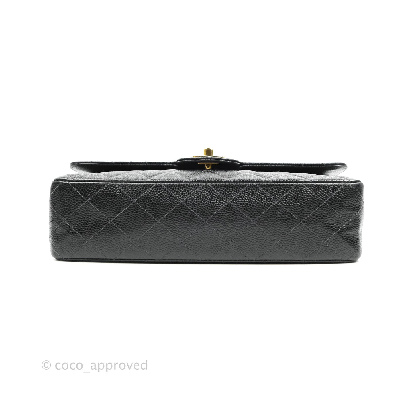 Chanel Classic M/L Medium Double Flap Black Caviar 24K Gold Hardware