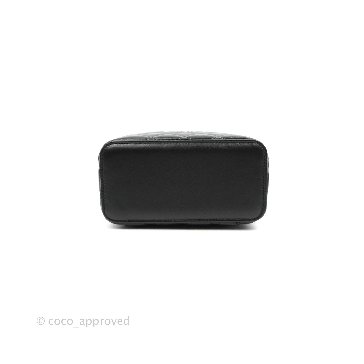 Chanel Classic Vanity Rectangular Top Handle With Chain Black Lambskin Aged Gold Hardware