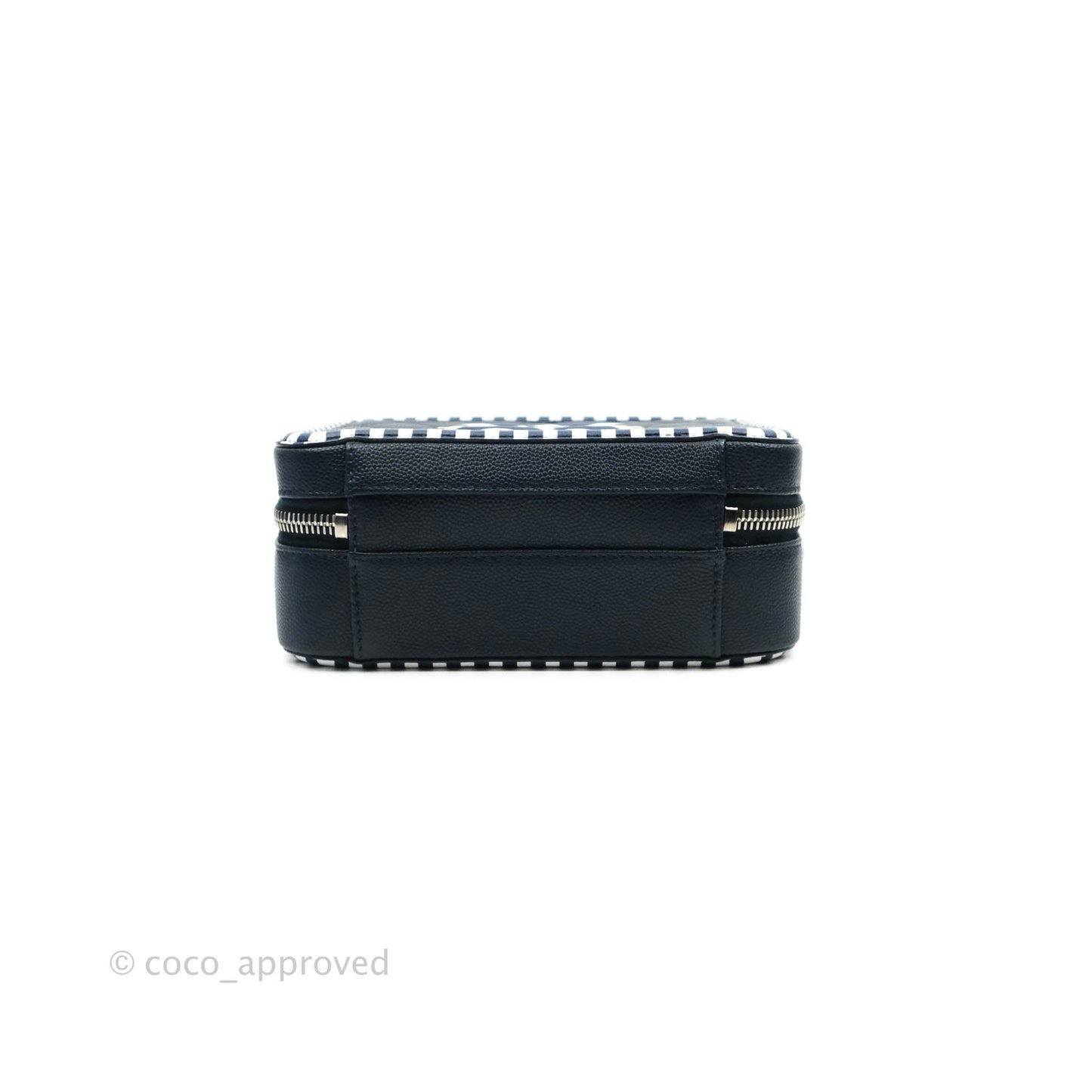 Chanel Quilted Small CC Filigree Vanity Case Navy Caviar 19C
