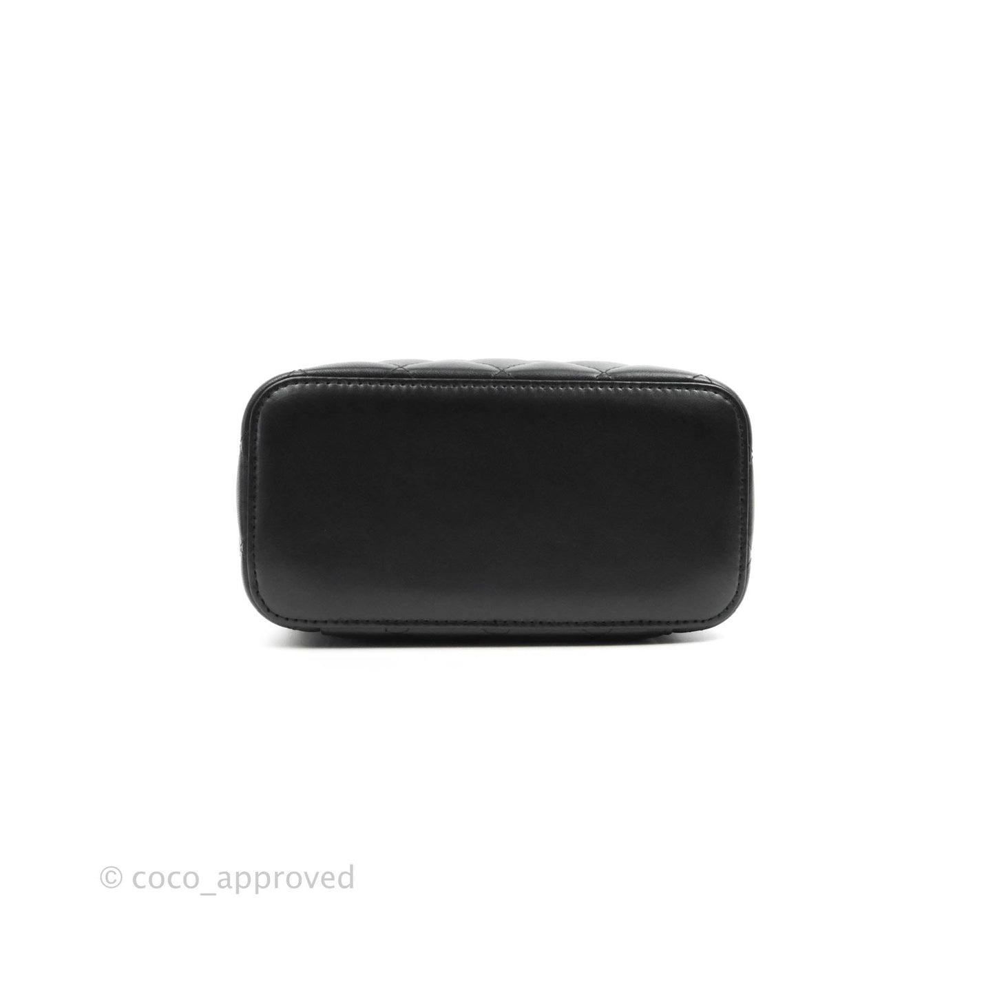 Chanel Classic Vanity Rectangular Top Handle With Chain Black Lambskin Gold Hardware