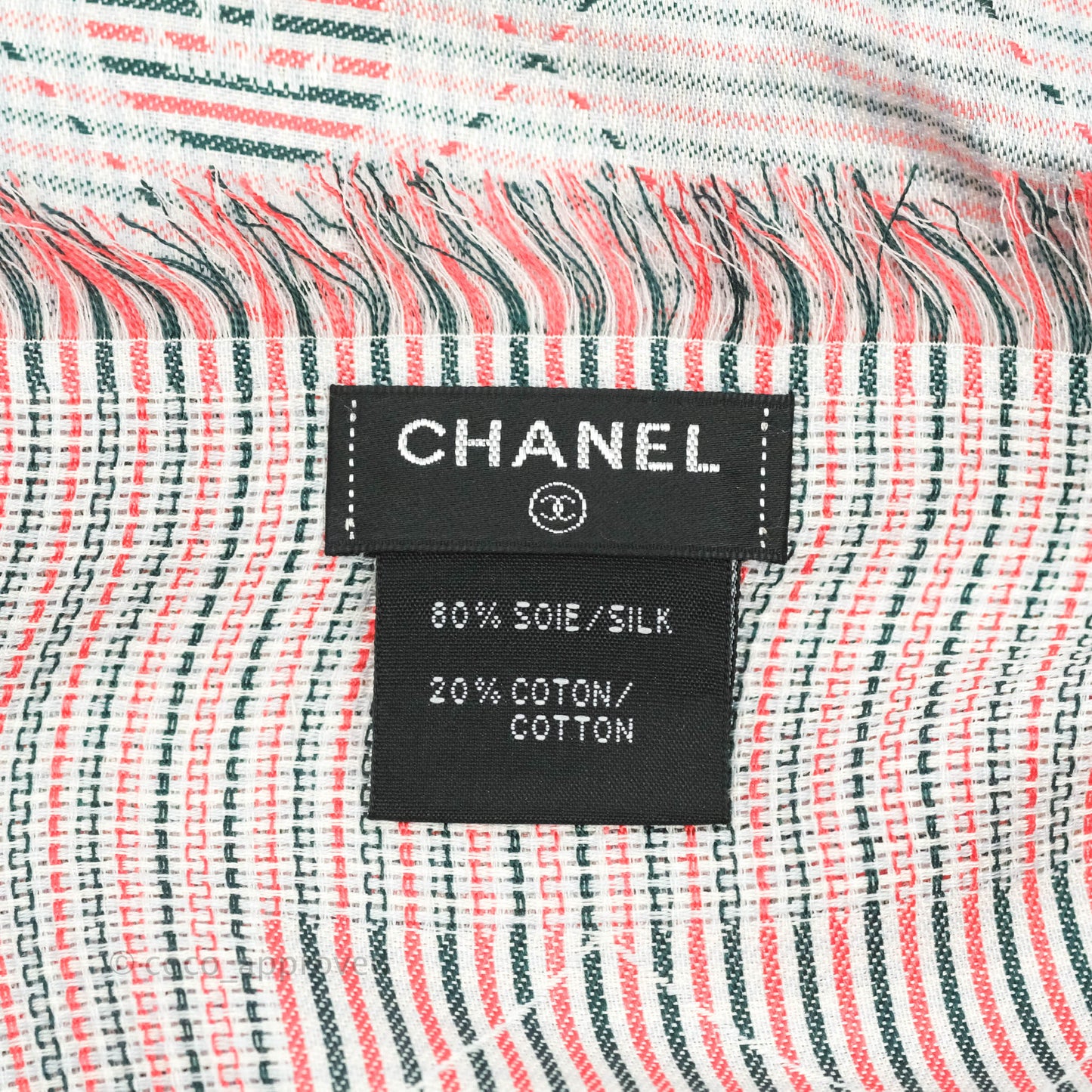 Chanel CC Silk & Cotton Scarf With Fringe