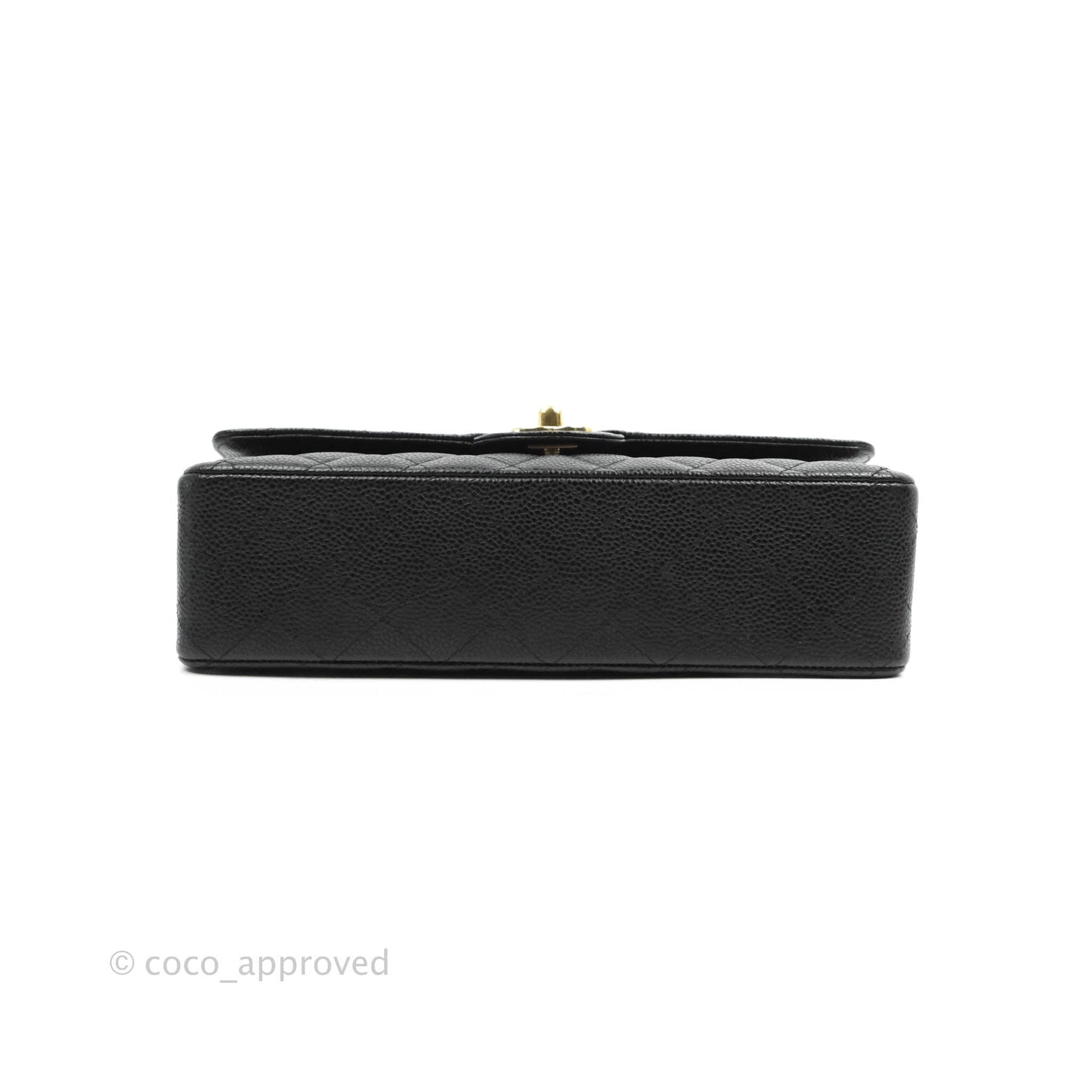 Chanel Classic M/L Medium Double Flap Black Caviar 24K Gold Hardware