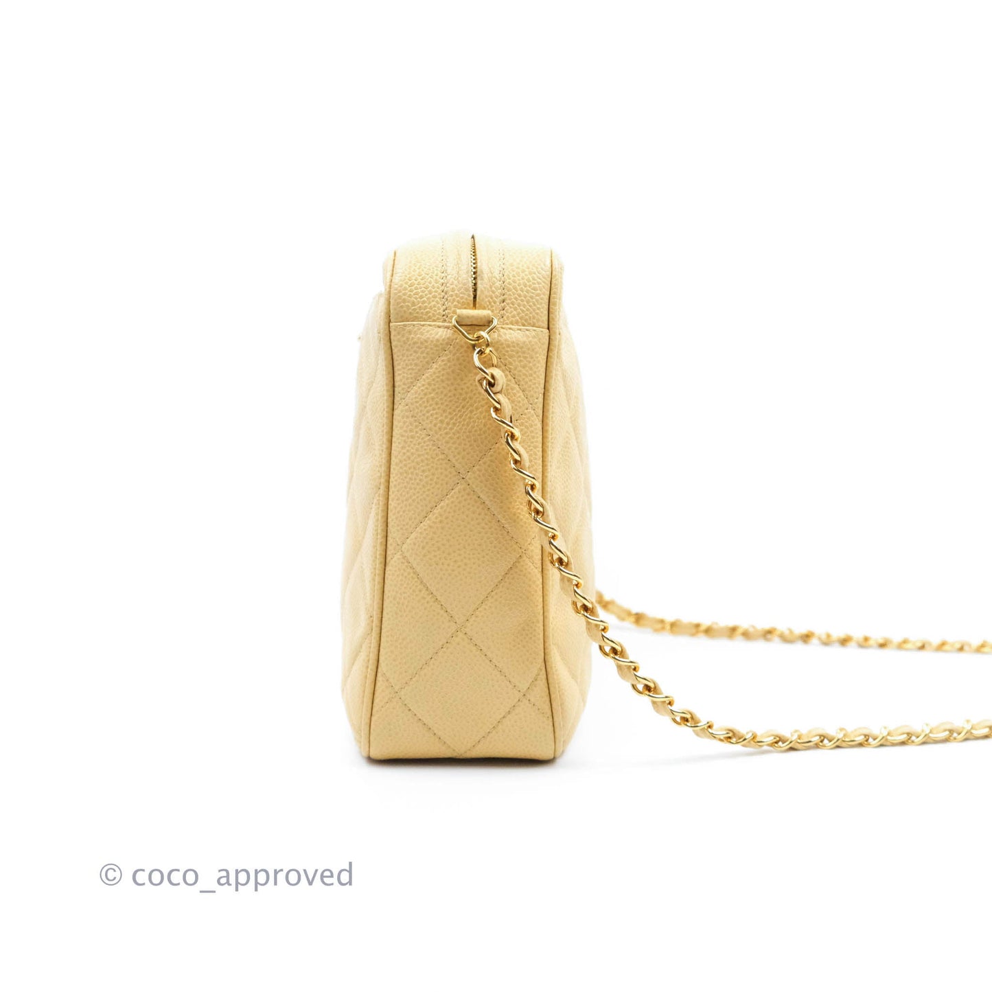 Chanel Vintage CC Large Square Camera Bag Beige Caviar 24K Gold Hardware